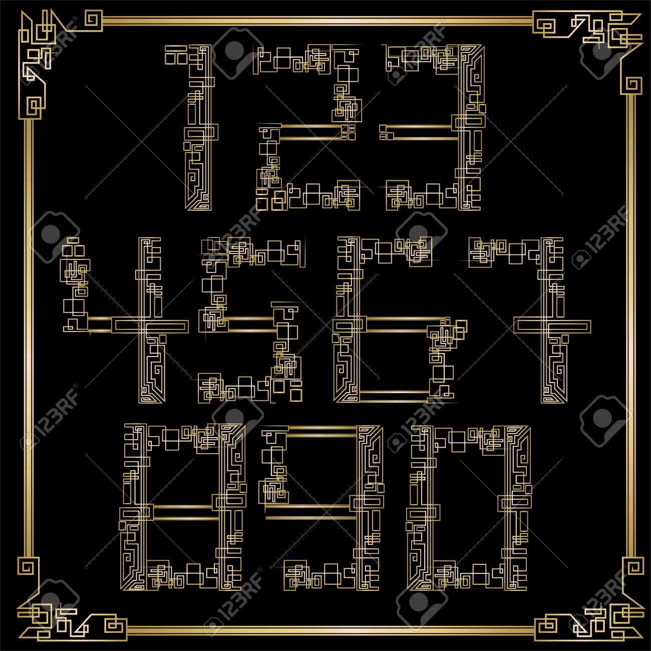 art deco template golden