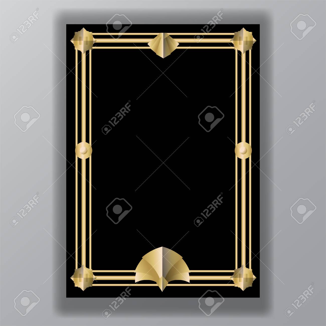 art deco template golden black a4 page menu card invitation
