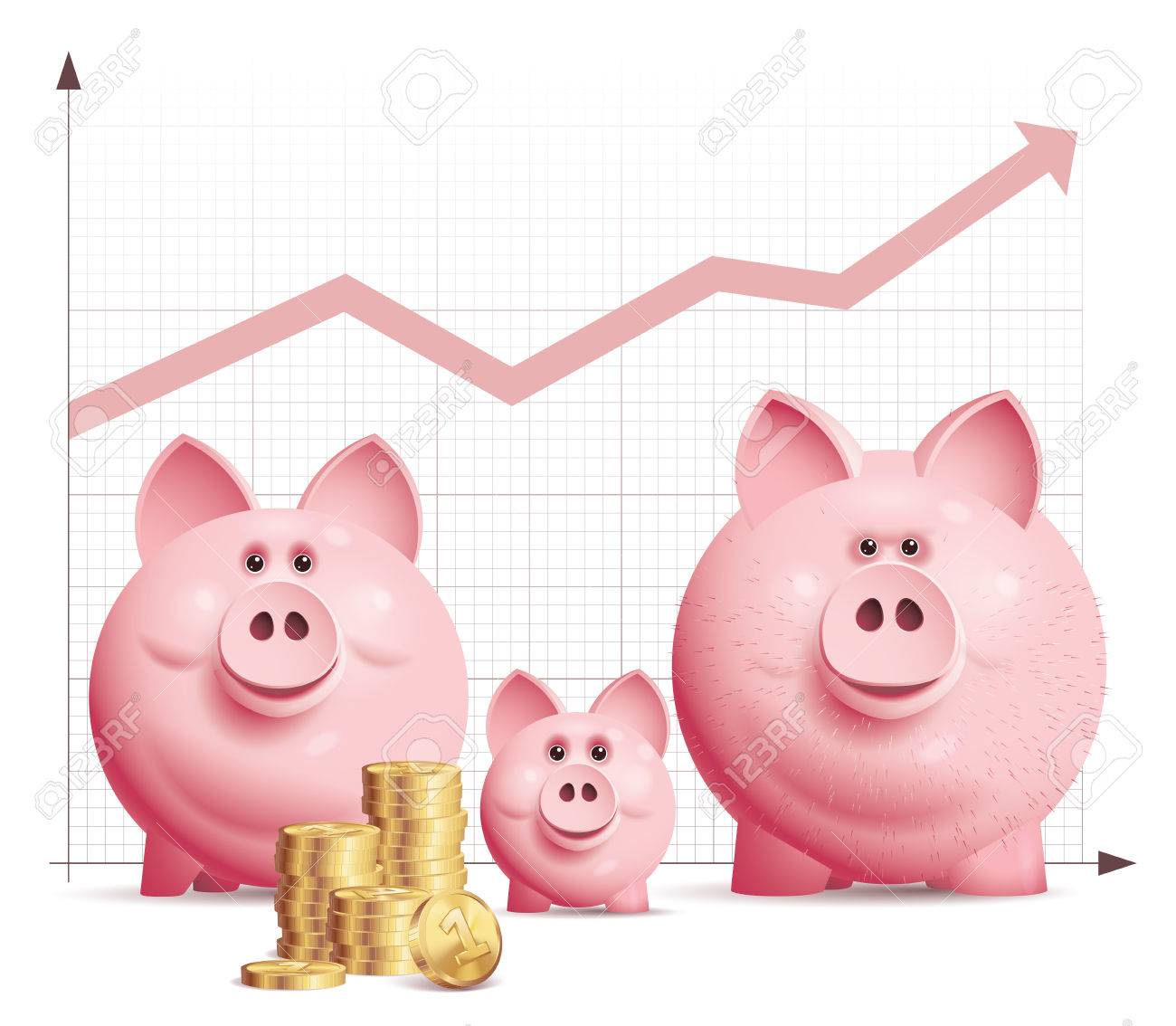 three vector piggy bank