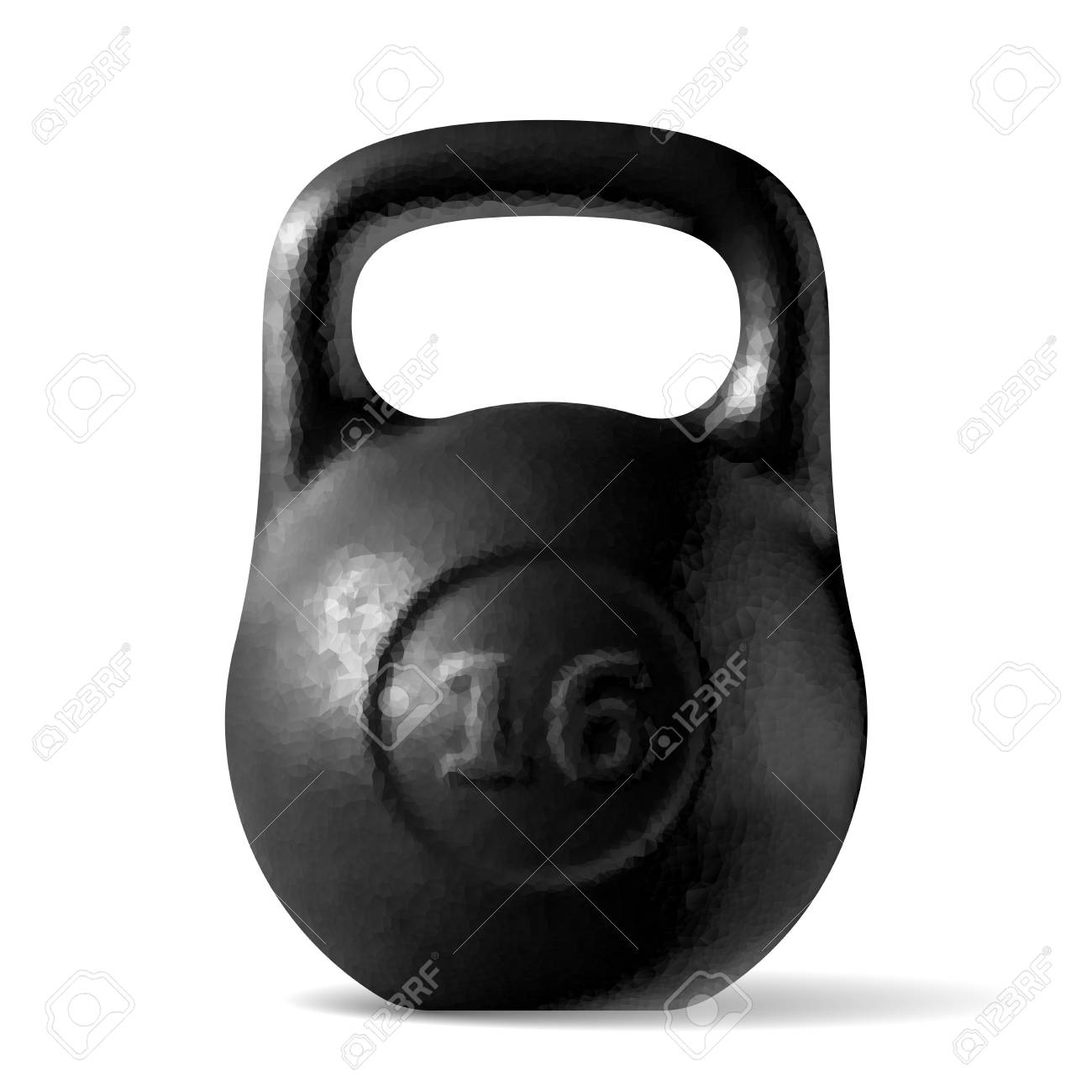 Vector realistic rough black kettlebell 16 kg isolated on white background - 120432845 Vector realistic rough black kettlebell 16 kg isolated on white background - 120432845