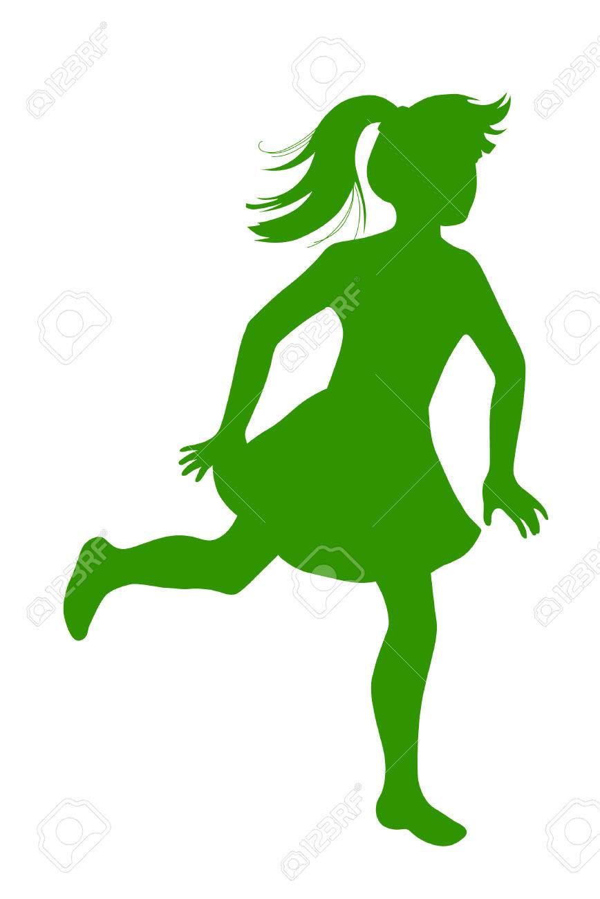 少し逃げる少女をシルエットします のイラスト素材 ベクタ Image 35937870