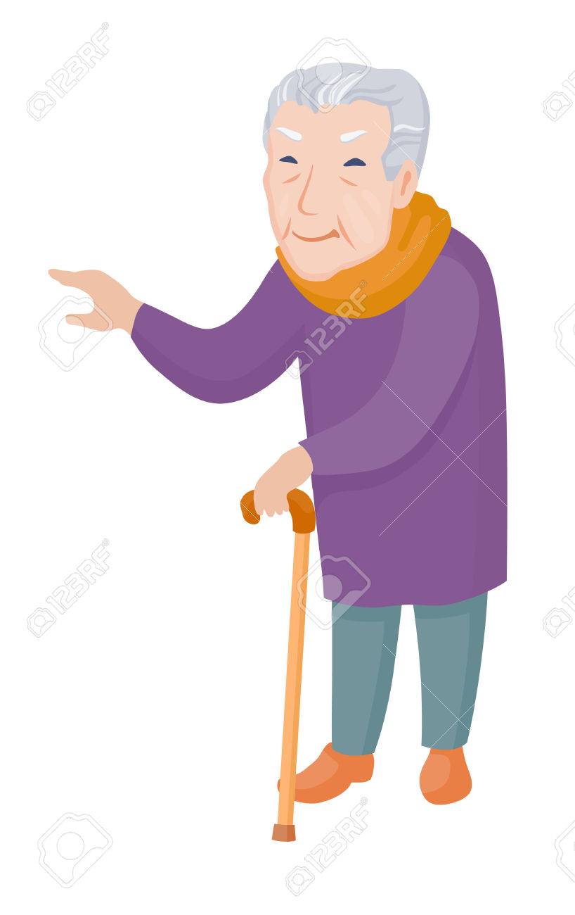 老人の人 ベクトル文字 杖との祖父の漫画 のイラスト素材 ベクタ Image