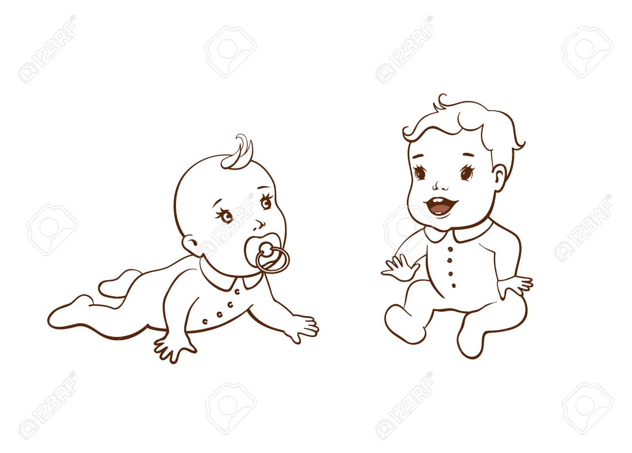 Sertie De Petits Bebes Mignons Enfants D Un An L Enfant Rampe Et Suce Le Mamelon L Enfant Est Assis Et Son Expression Est Joyeuse Vecteur Fragmentaire Monochrome Isole Sur Fond Blanc Clip Art Libres Sertie De Petits Bebes Mignons Enfants D Un An L Enfant Rampe Et Suce Le Mamelon L Enfant Est Assis Et Son Expression Est Joyeuse Vecteur Fragmentaire Monochrome Isole Sur Fond Blanc Clip Art Libres