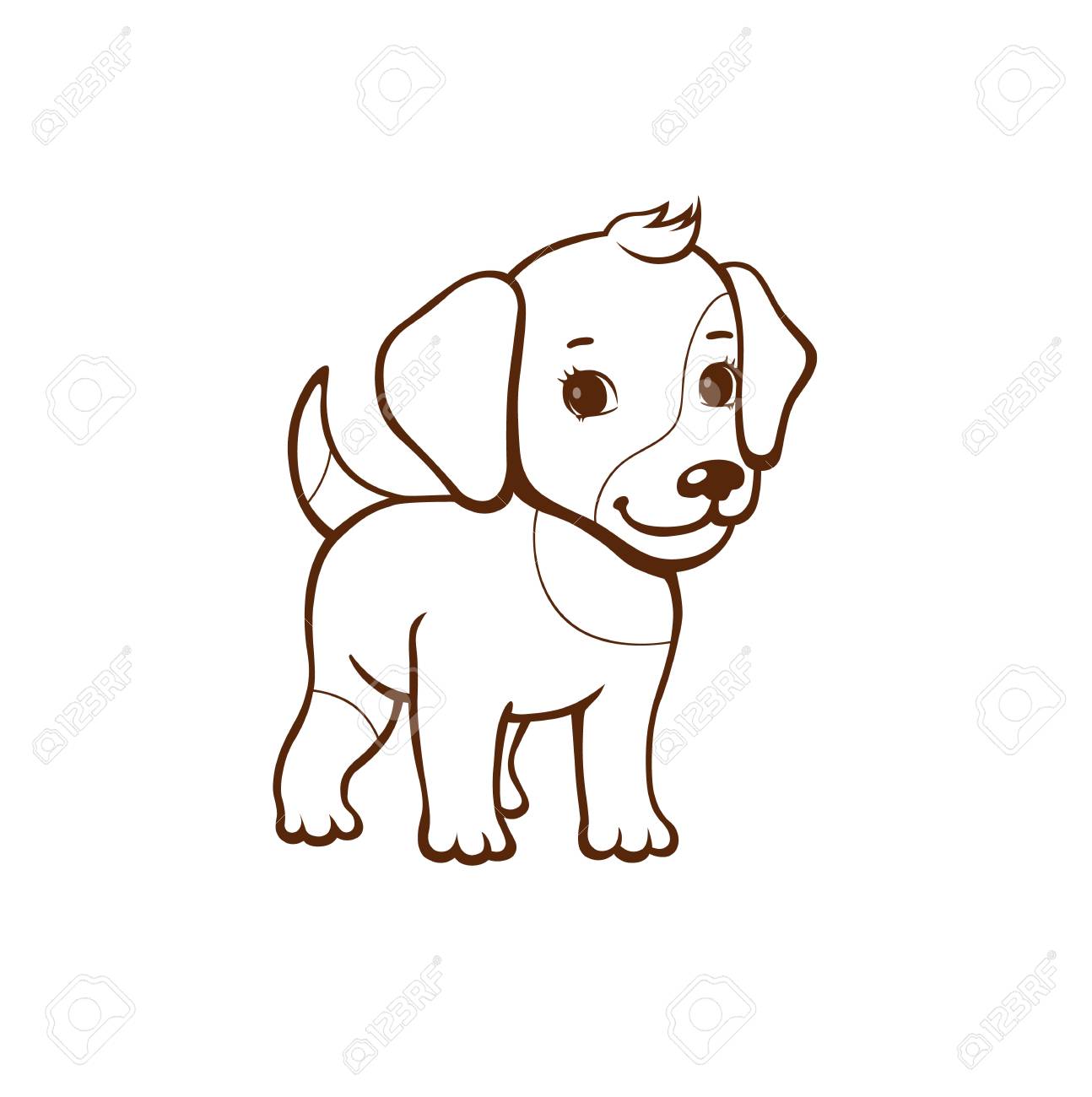 Dessin Anime Mignon Petit Chien Illustration Monochrome Pour Carte Parfaite Ou Tout Type De Design Isole Sur Fond Blanc Clip Art Libres De Droits Vecteurs Et Illustration Image