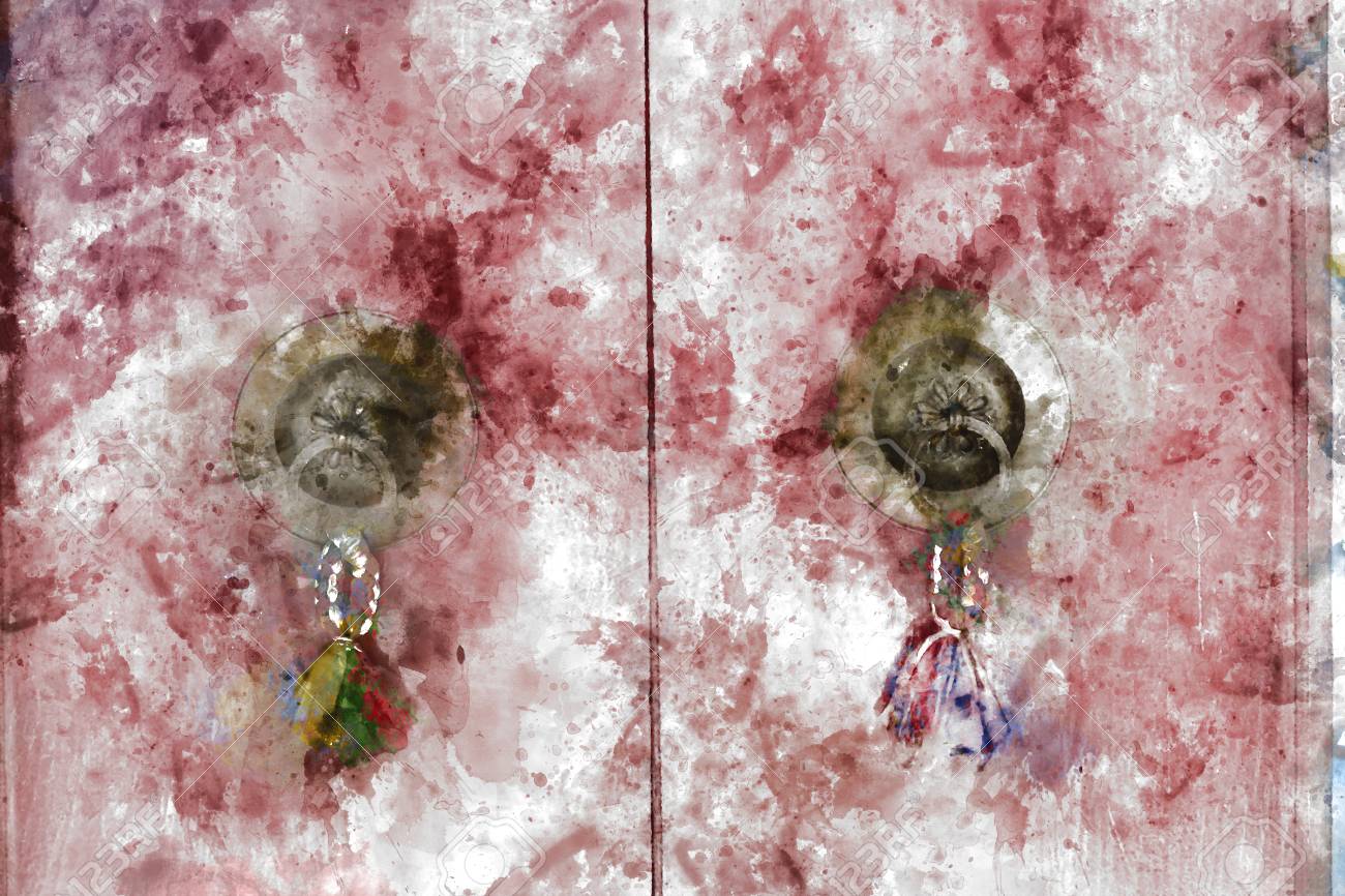 Watercolor Painting Of Vintage Doors Digital Abstract Painting