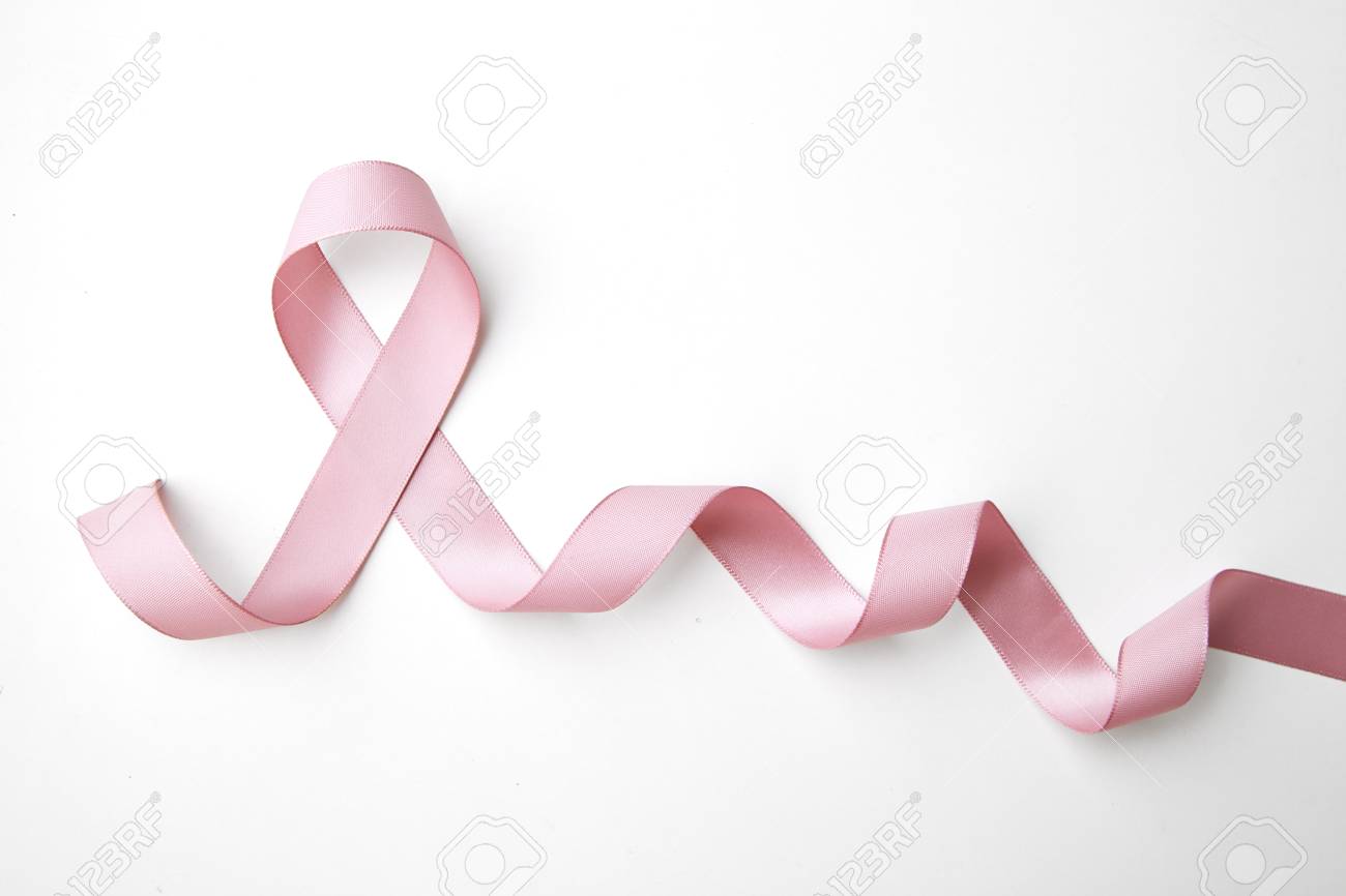 Pink awareness ribbon with trail on white background - 69773095 Pink awareness ribbon with trail on white background - 69773095