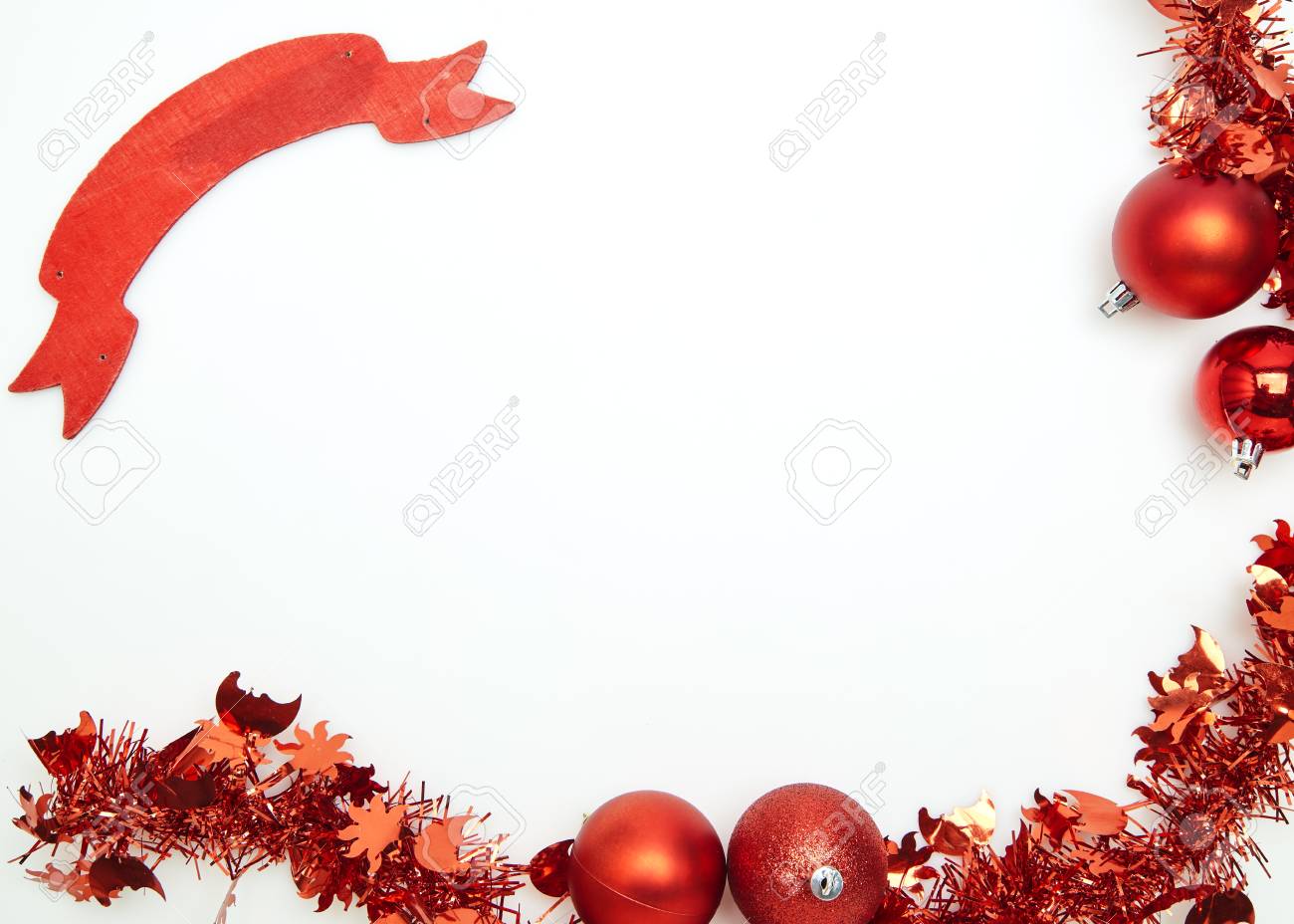 New year Christmas red tinsel on a white background - 110647868 New year Christmas red tinsel on a white background - 110647868