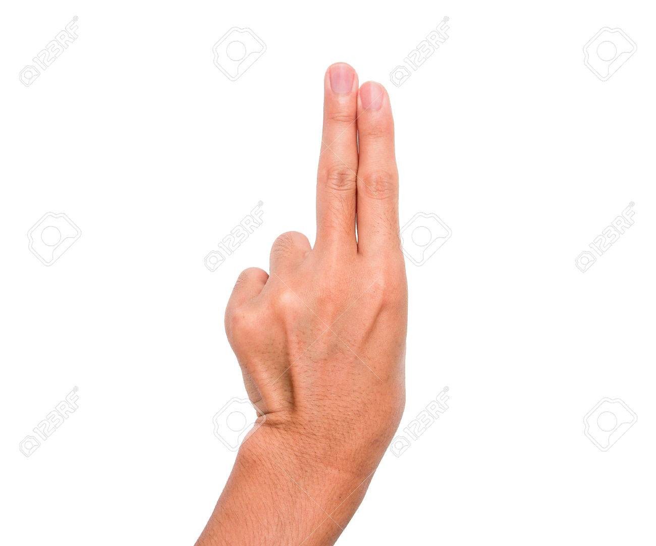 A Hand Sign Of 2 Fingers Point Upward Meaning Two, Second, Etc. With White  Background Stock Photo, Picture and Royalty Free Image. Image 61442786.