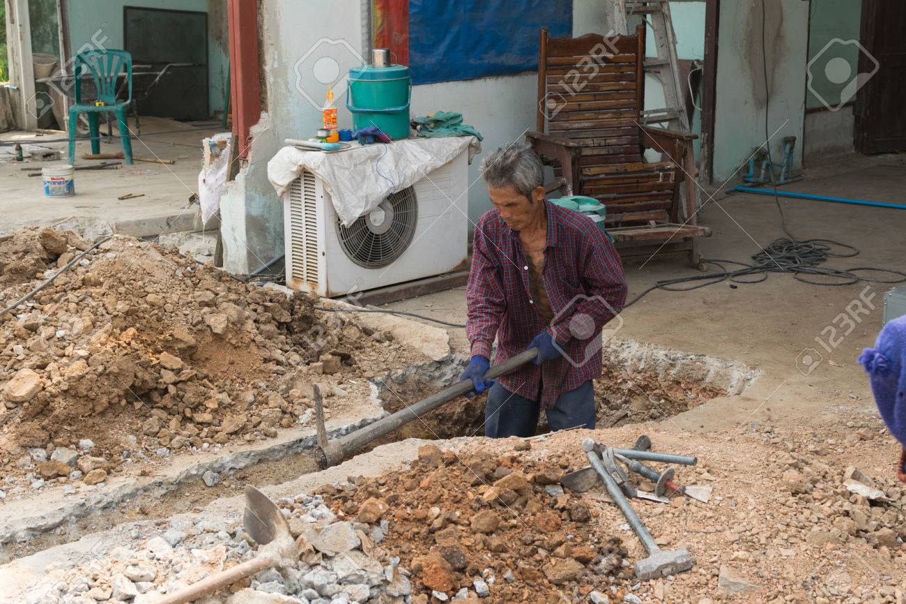 Bangkok Thailand 20 Februar 2016 Unbekannte Arbeiter Einen