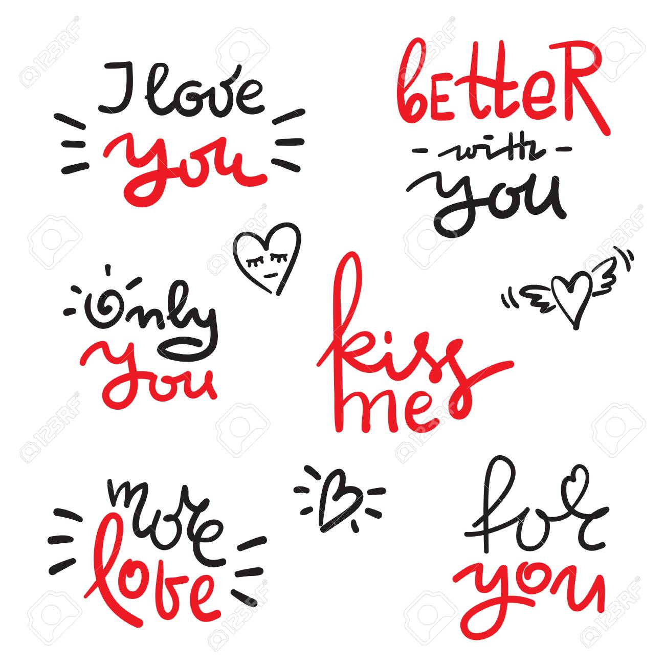 valentines day set with love text heart template for stickers greeting scrapbooking congratulations invitations t shirt cards cups hand drawn beautiful lettering cute and funny vector sign royalty free svg cliparts vectors and