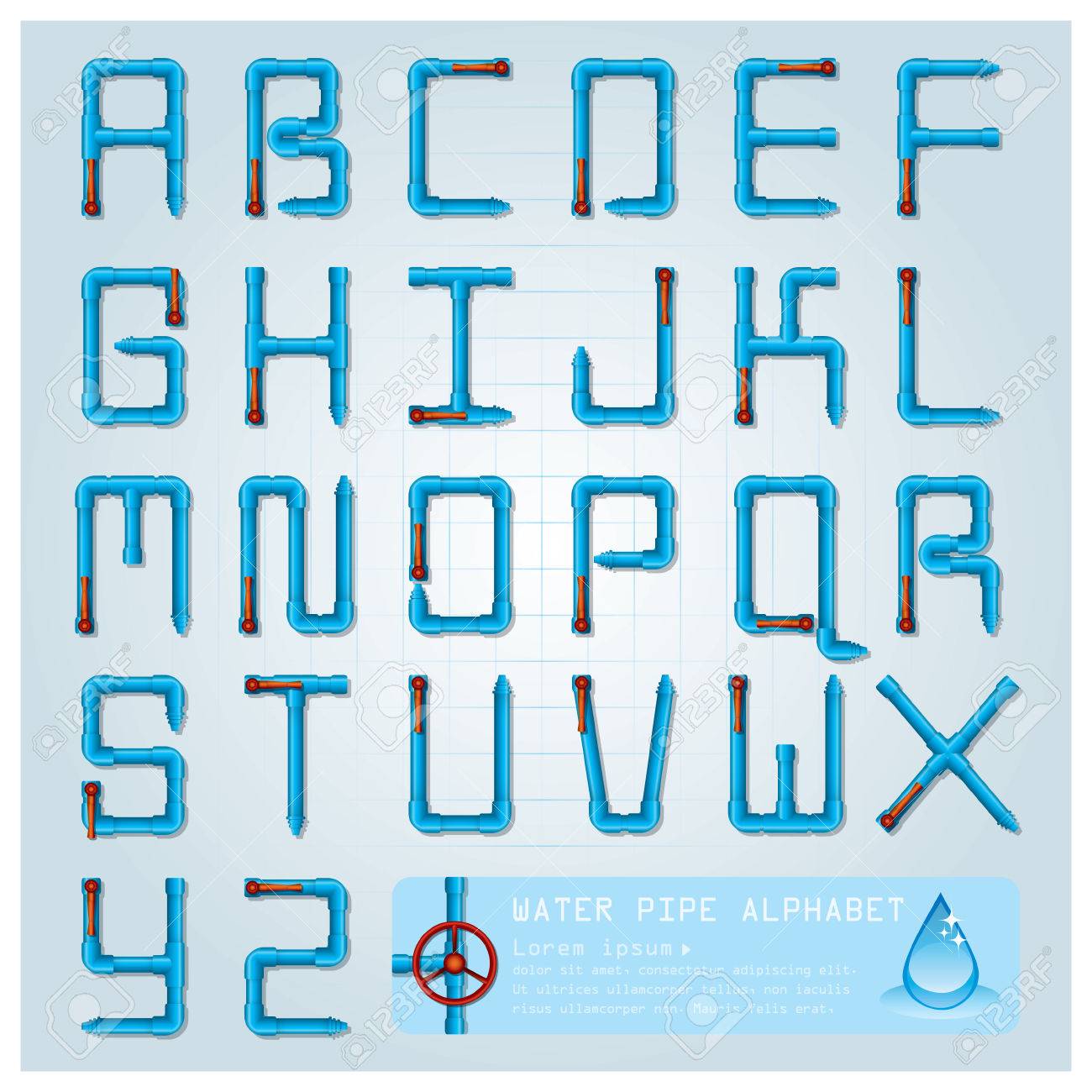 水パイプ アルファベット文字のデザイン テンプレートのイラスト素材 ベクタ Image