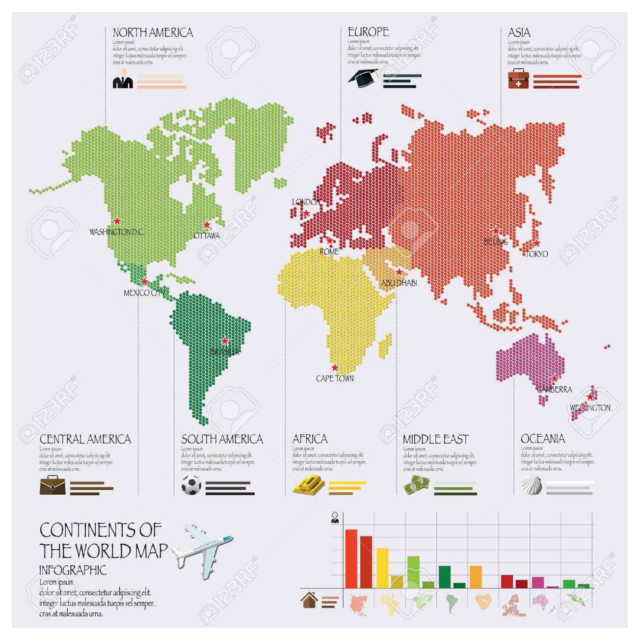 dot continent of the world map infographic design template royalty continent template
