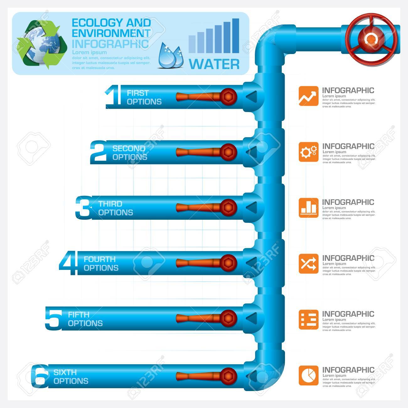 water pipeline ecology and environment business infographic vector