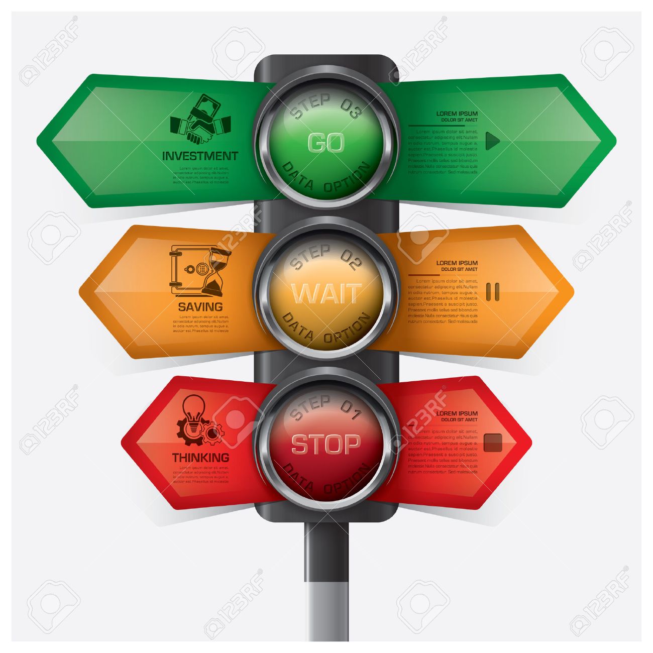 business and financial with traffic light sign infographic diagram
