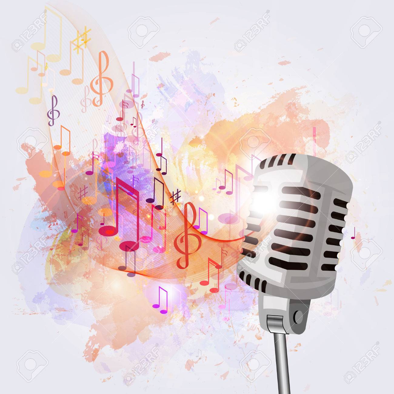 pictures of microphones and music notes