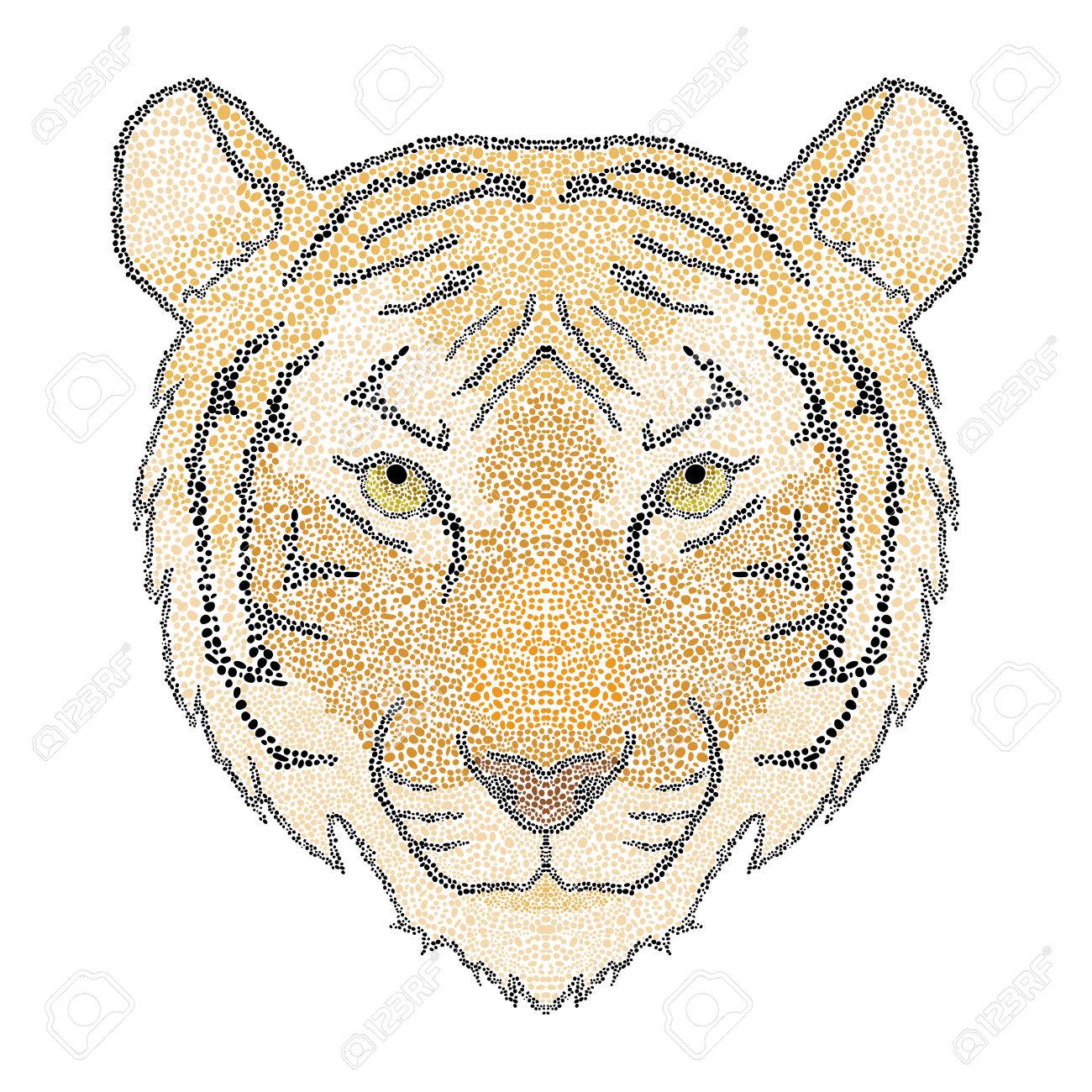 顔 T シャツ デザインや印刷の項目の飾り虎顔モザイク装飾虎を考え出した のイラスト素材 ベクタ Image