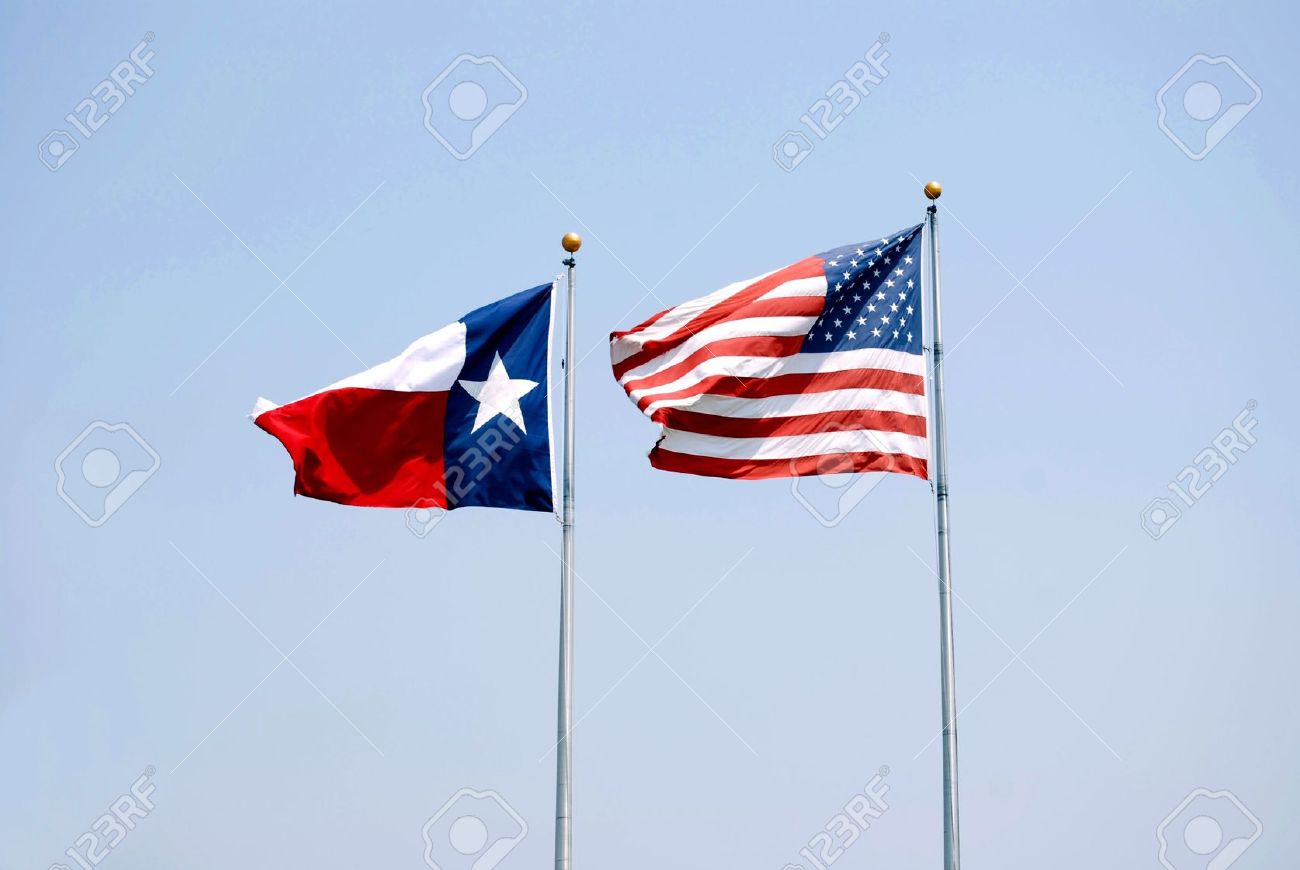 Two Crossed American And Flag Of Texas Royalty Free Vector