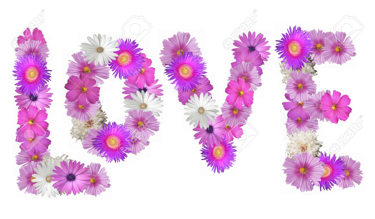 Stock Photo The Word Love Spelled Out In Pink And White Flowers Stock Photo The Word Love Spelled Out In Pink And White Flowers