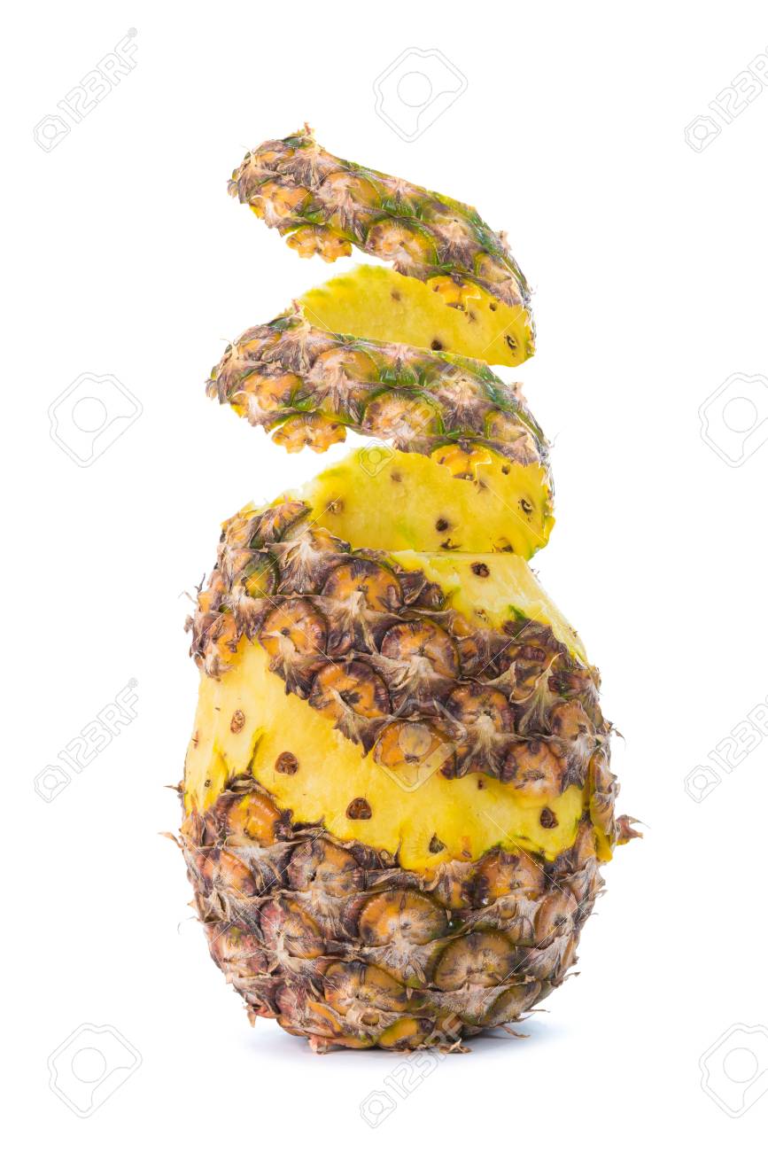 Peel Off Spiral Peel Of Pineapple Isolated With Soft Shadow On ...