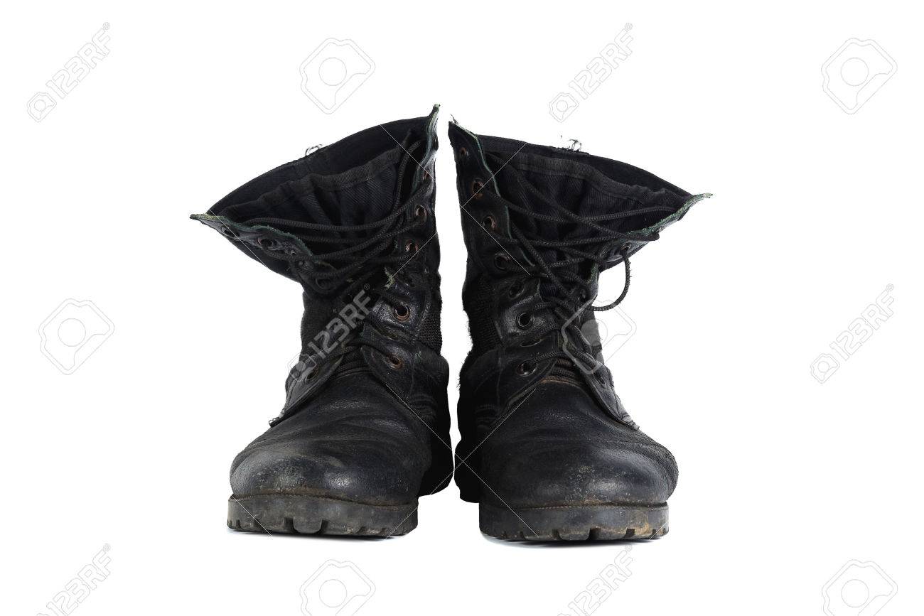 black combat work boots