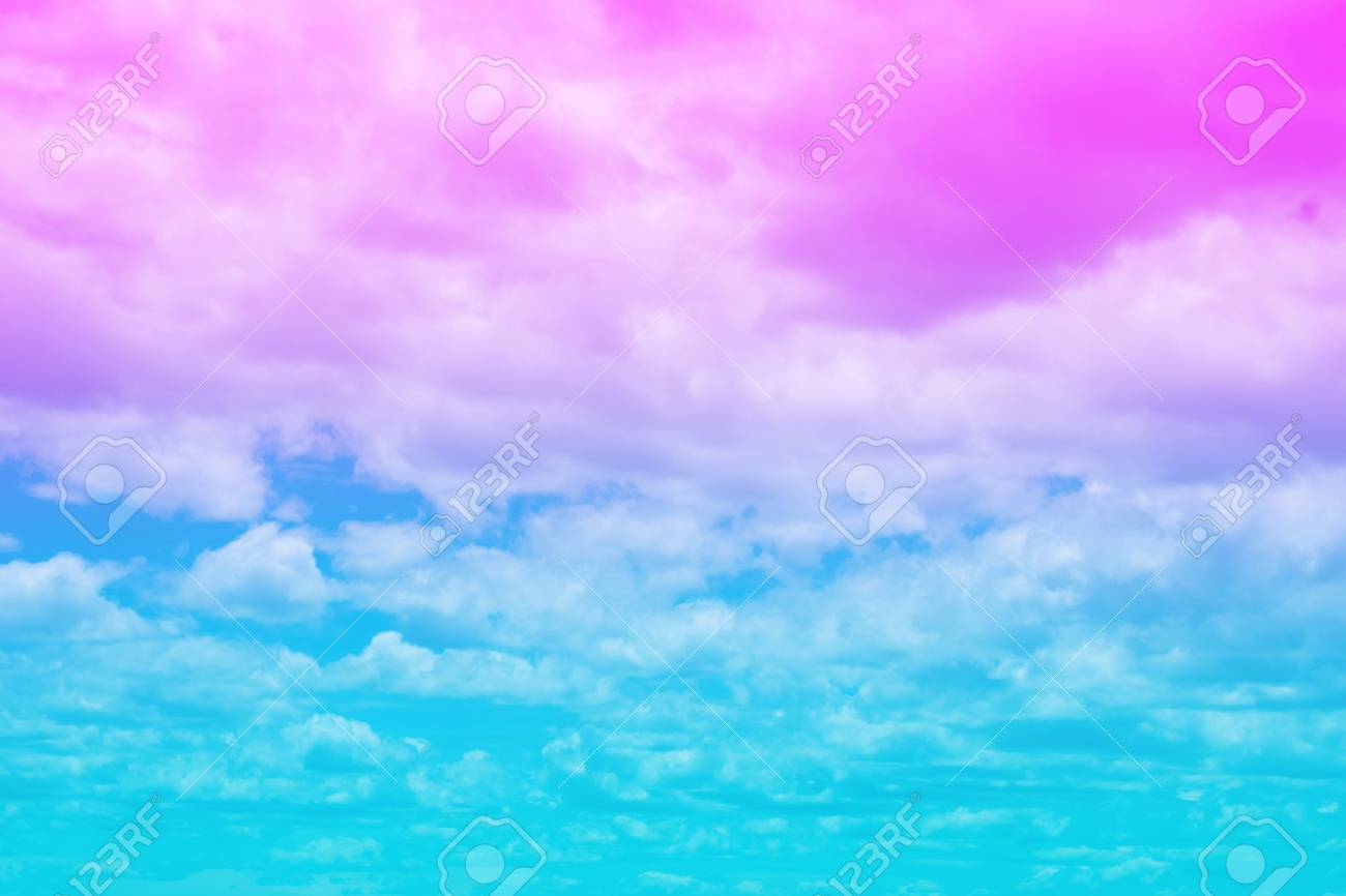 Sweet Pastel Colored Cloud And Sky With Sun Light Soft Cloudy