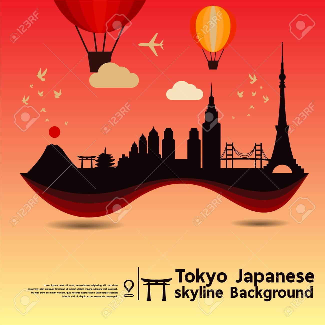 東京都 日本 スカイライン デザイン 旅行先 ベクトル イラスト のイラスト素材 ベクタ Image