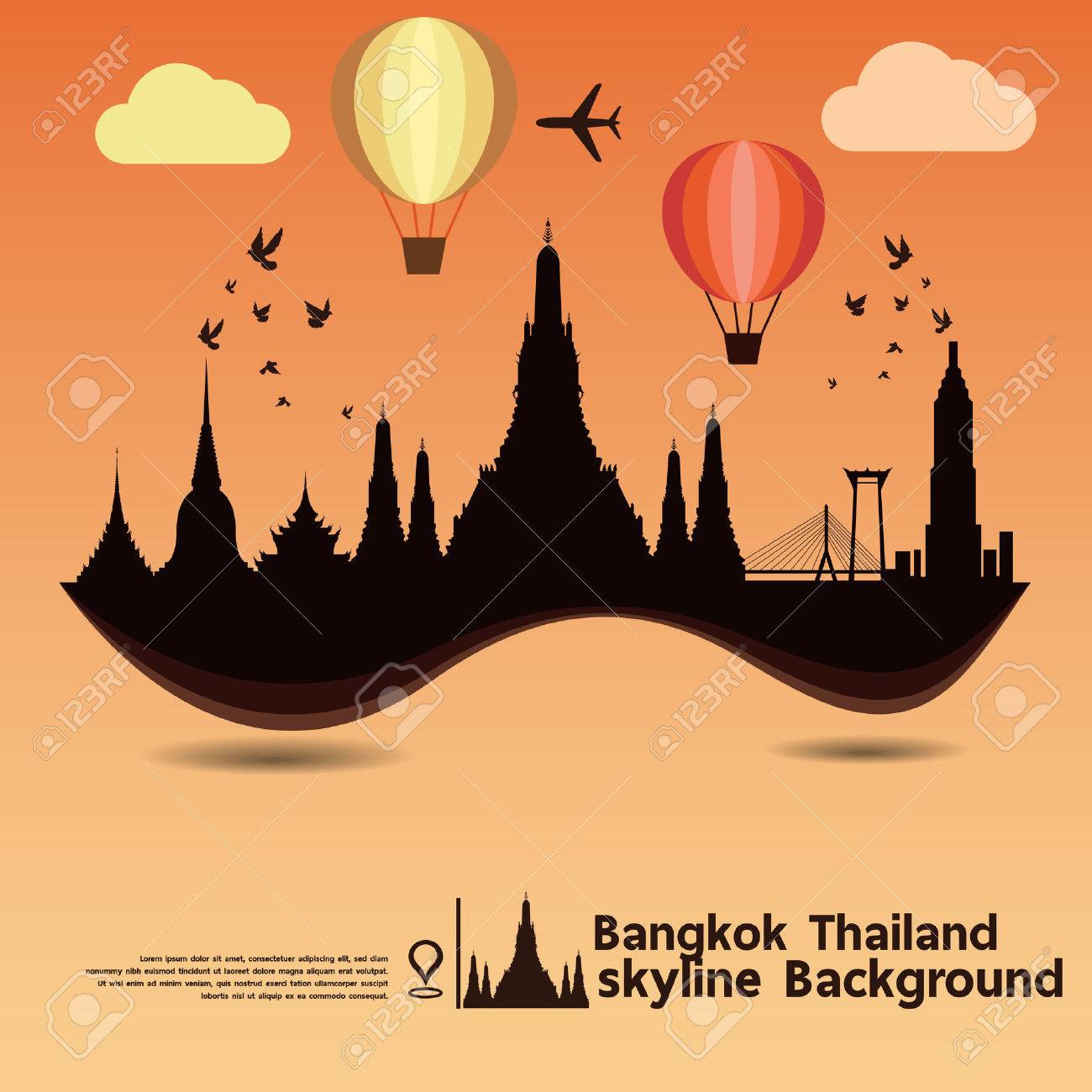 タイ バンコクのスカイラインをデザインし 旅行先 ベクトル イラストのイラスト素材 ベクタ Image