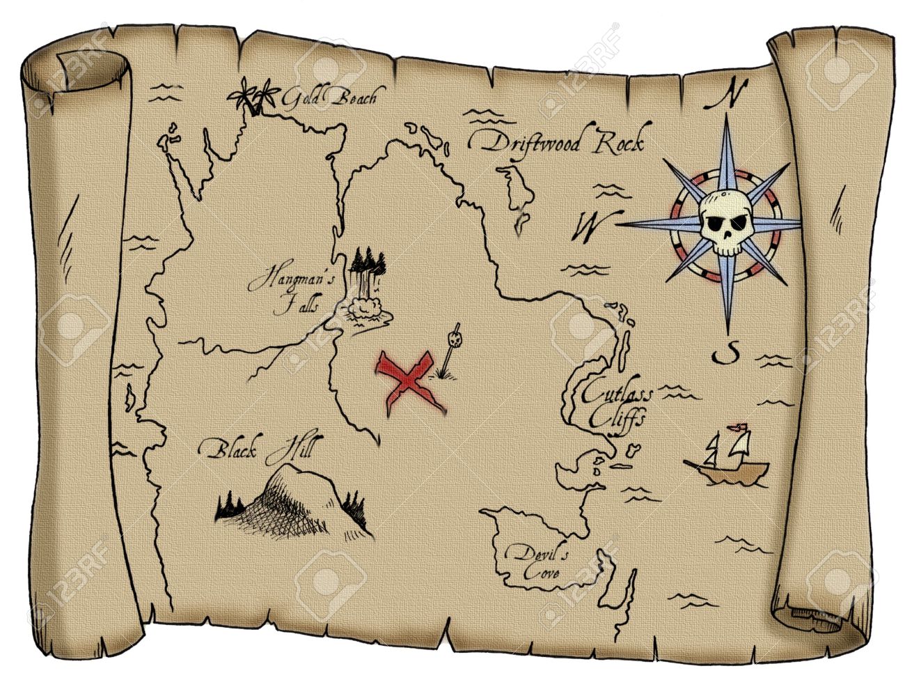 Pirate Treasure Map stock image. Image of mystery, treasure - 21081557