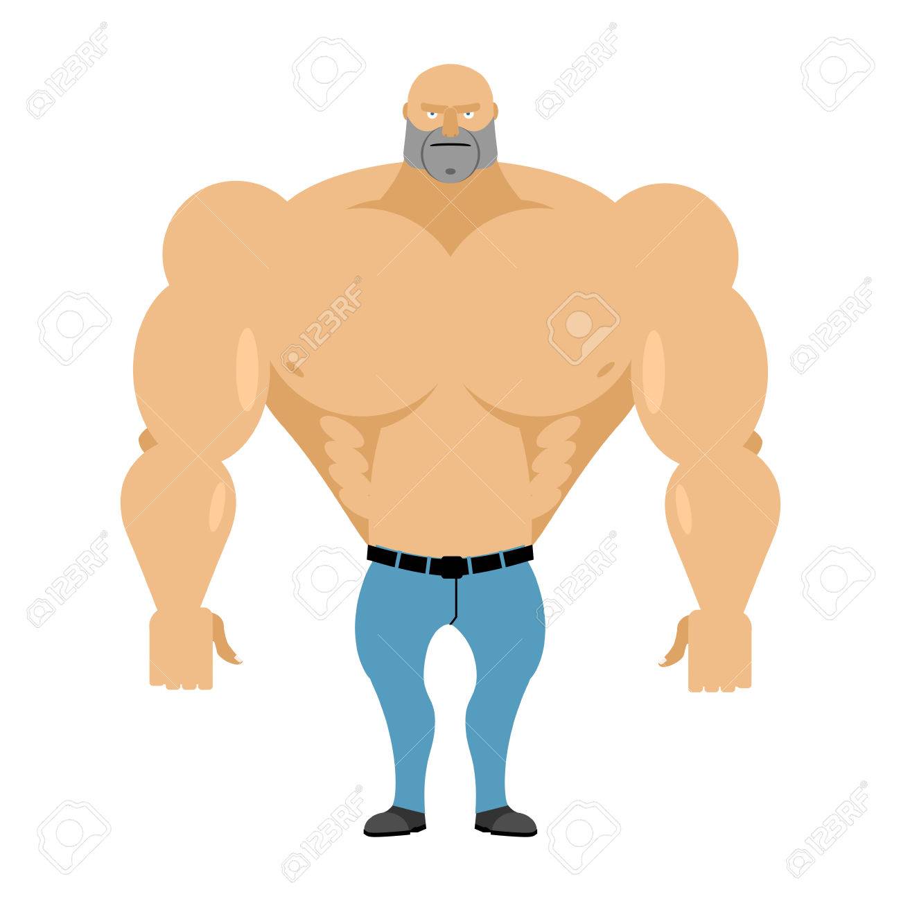 ブルー ジーンズで 裸の胴体との強い人 のイラスト素材 ベクタ Image