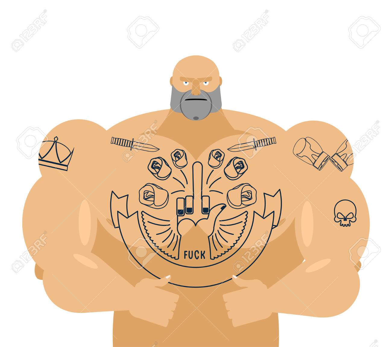 男は 性交 入れ墨 大きな筋肉と盗賊 のイラスト素材 ベクタ Image