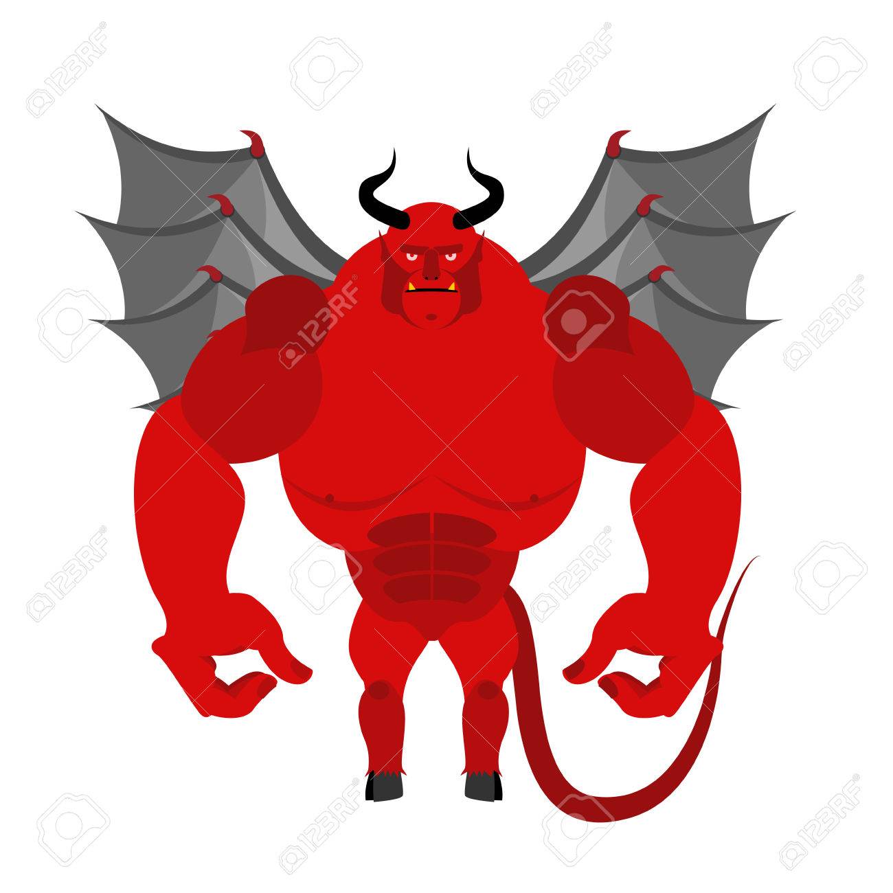 サタン。赤い悪魔の翼を持つ。大きくて強力な悪魔。大きな筋肉と尾を