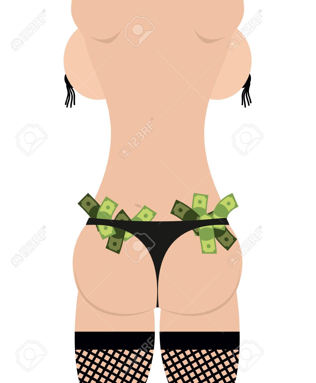 Back Strippers. Woman Stands Back