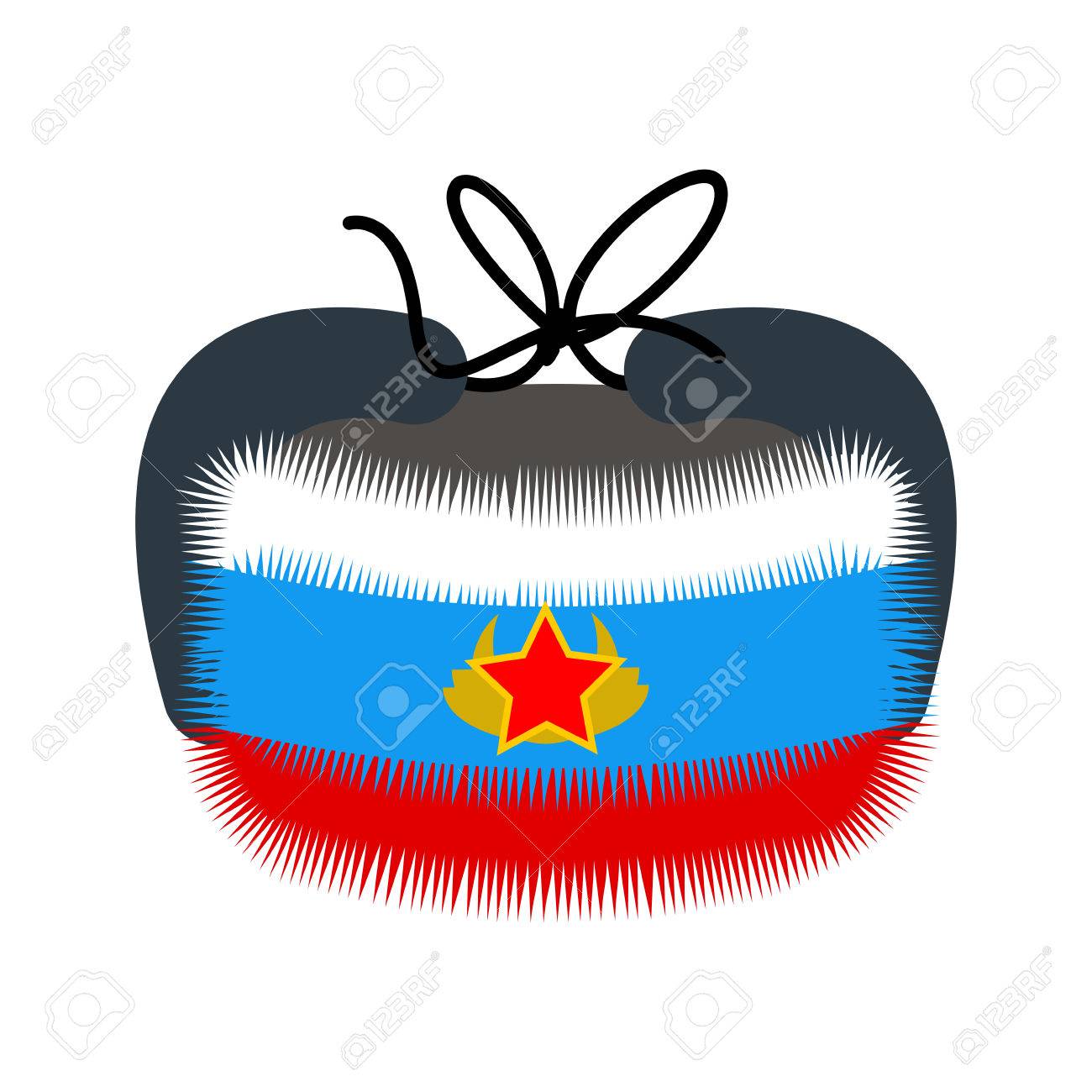 ロシア帽 ロシアの伝統的な冬の帽子 ロシアの旗の色で温かみのある帽子 トリコロール毛皮 愛国者 のイラスト素材 ベクタ Image