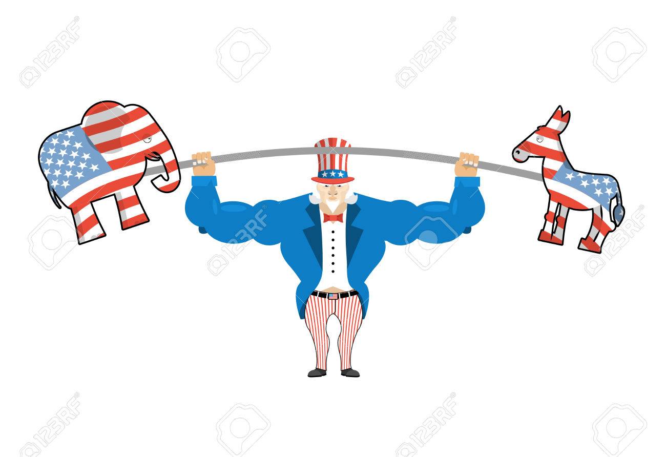 uncle sam and donkey and elephant democratic donkey and republican