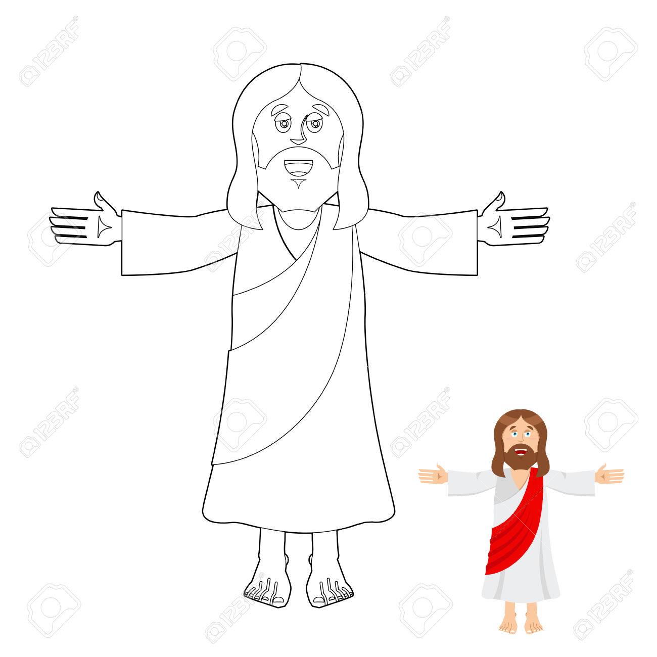 jesus livre de coloriage dessin pour les enfants christ personnes bibliques lineaires fils dieu des chretiens et catholiques clip art libres droits vecteurs illustration image 54868000 voiture police simple