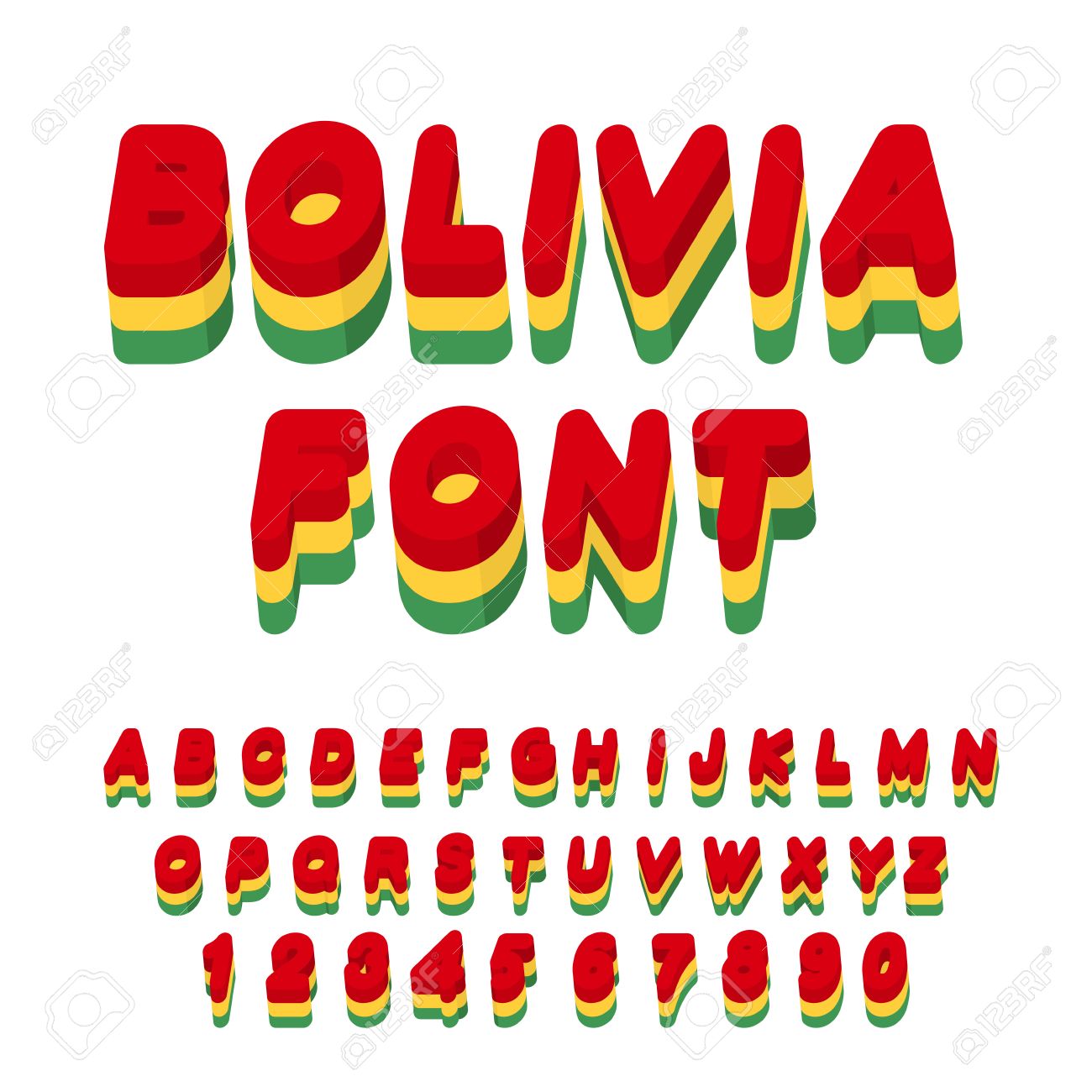 bolivia font bolivian flag on letters national patriotic alphabet 3d letter font
