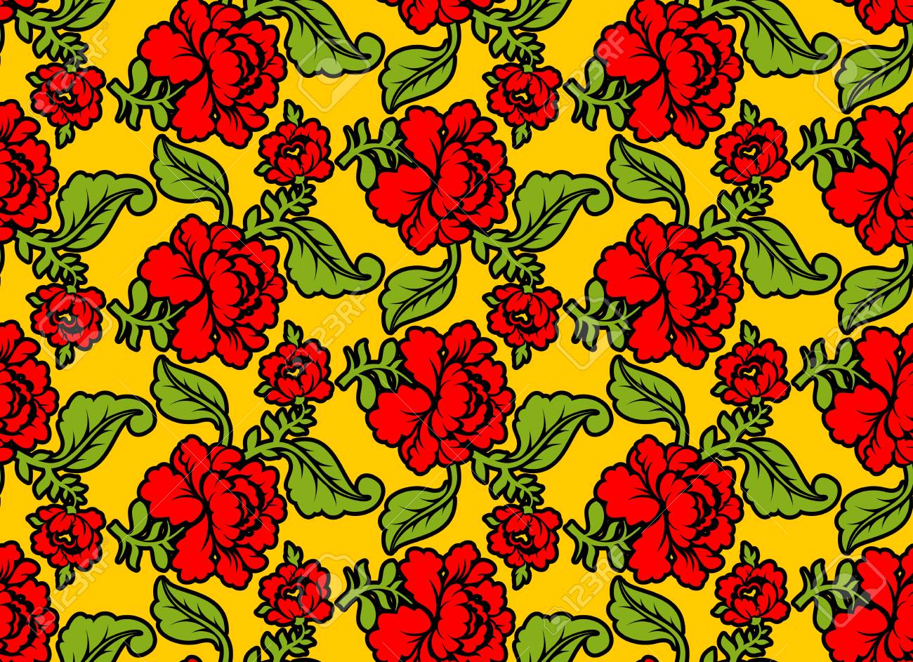 khokhloma russian national seamless pattern historic cultural