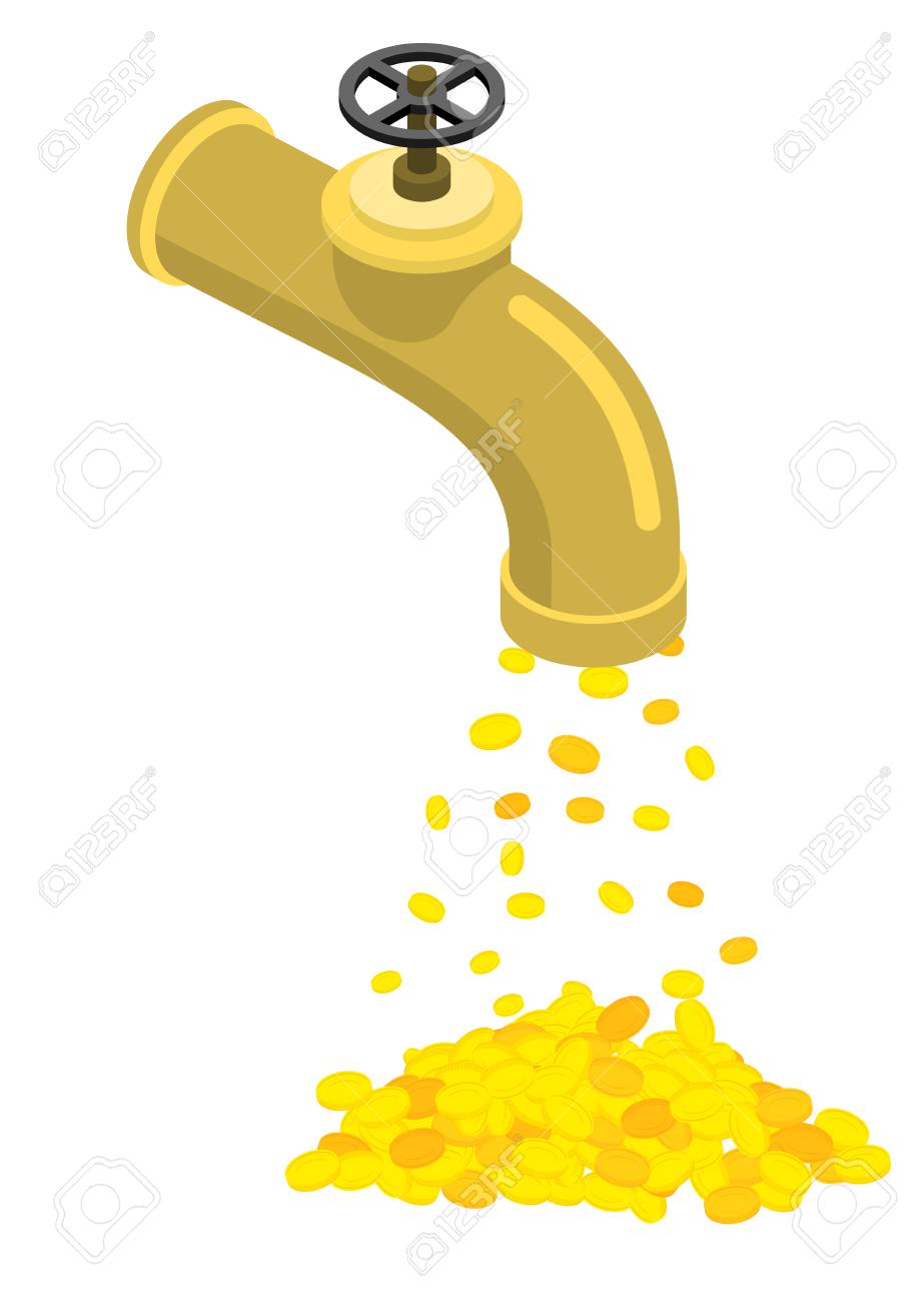 Pipe With Money. Cash Flow From Pipeline. Flow Of Gold Coins. Endless  Profits Royalty Free SVG, Cliparts, Vectors, and Stock Illustration. Image  61898451.
