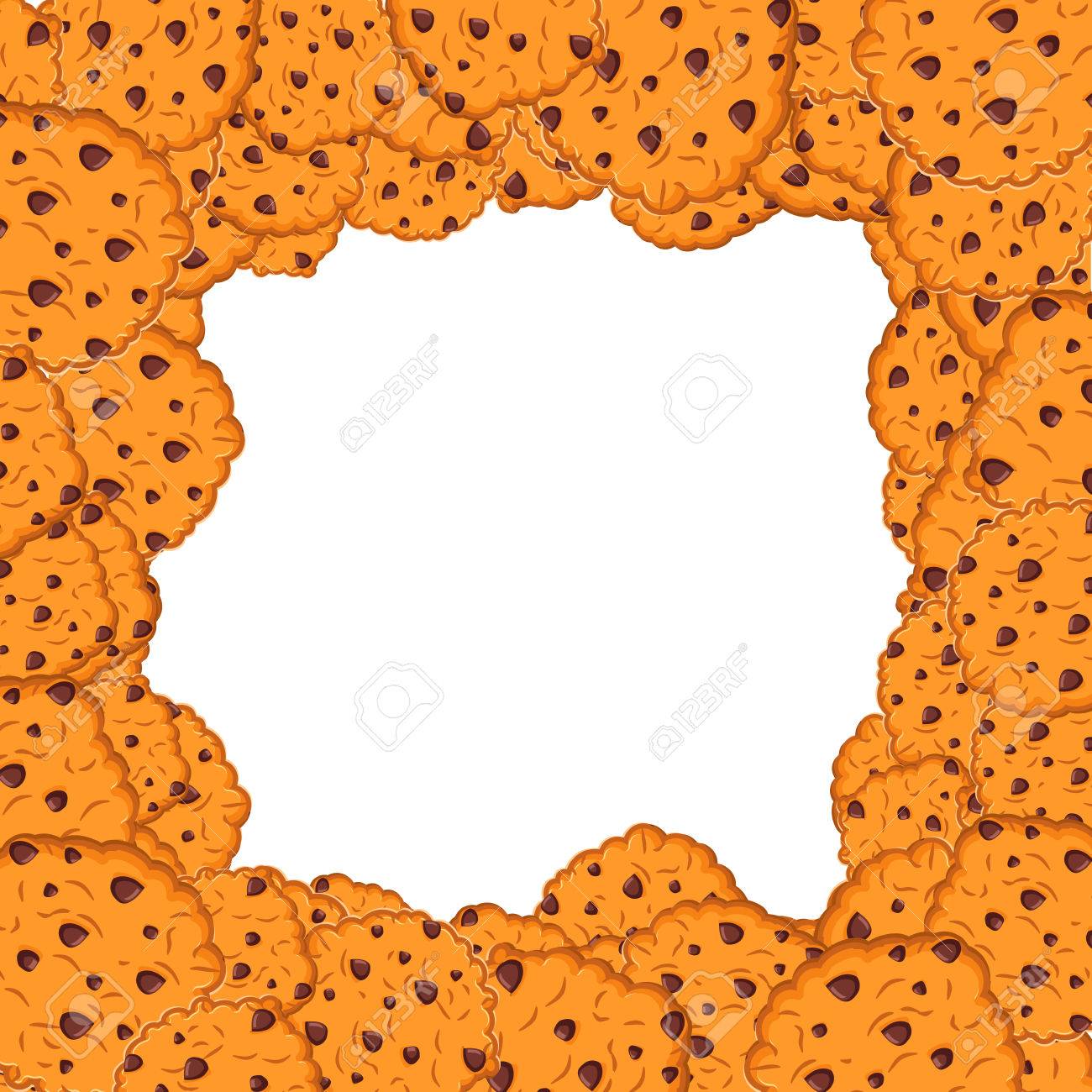 クッキーフレーム オート麦ビスケットの背景 甘いクラッカーの束のイラスト素材 ベクタ Image