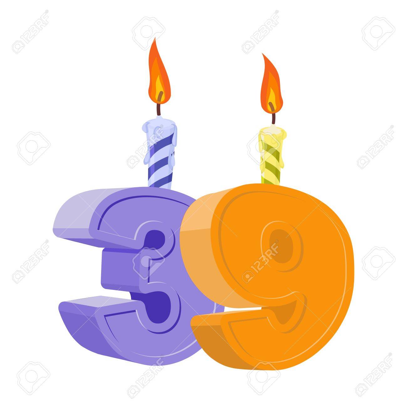 39 Ans D Anniversaire Nombre Avec La Bougie De Fete Pour Le Gateau De Vacances Trente Neuf Anniversaire Clip Art Libres De Droits Vecteurs Et Illustration Image 66285017