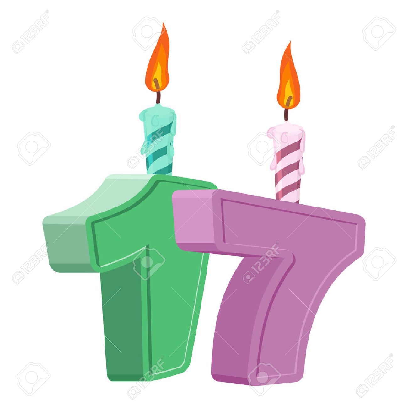 17 Ans D Anniversaire Nombre Avec La Bougie De Fete Pour Le Gateau De Vacances Dix Sept Ans Anniversaire Clip Art Libres De Droits Vecteurs Et Illustration Image