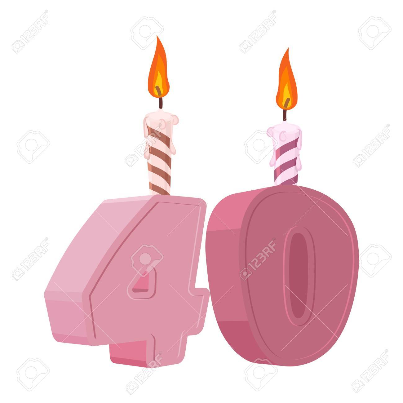 40 Years Birthday Figures With Festive Candle For Holiday Cake Forty Anniversary Royalty Free Cliparts Vectors And Stock Illustration Image 6624