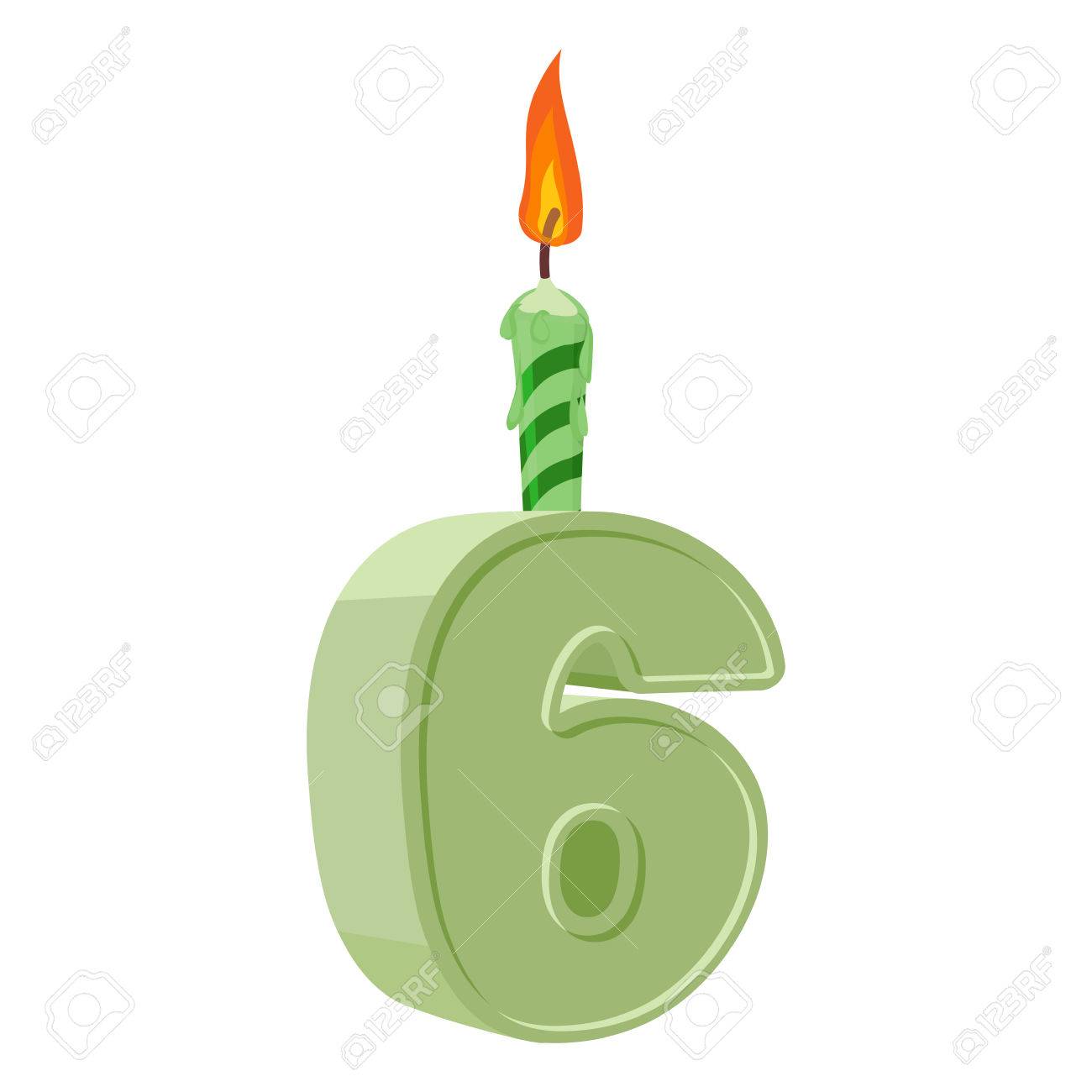 6 Ans D Anniversaire Nombre Avec La Bougie De Fete Pour Le Gateau De Vacances Six Anniversaire Clip Art Libres De Droits Vecteurs Et Illustration Image