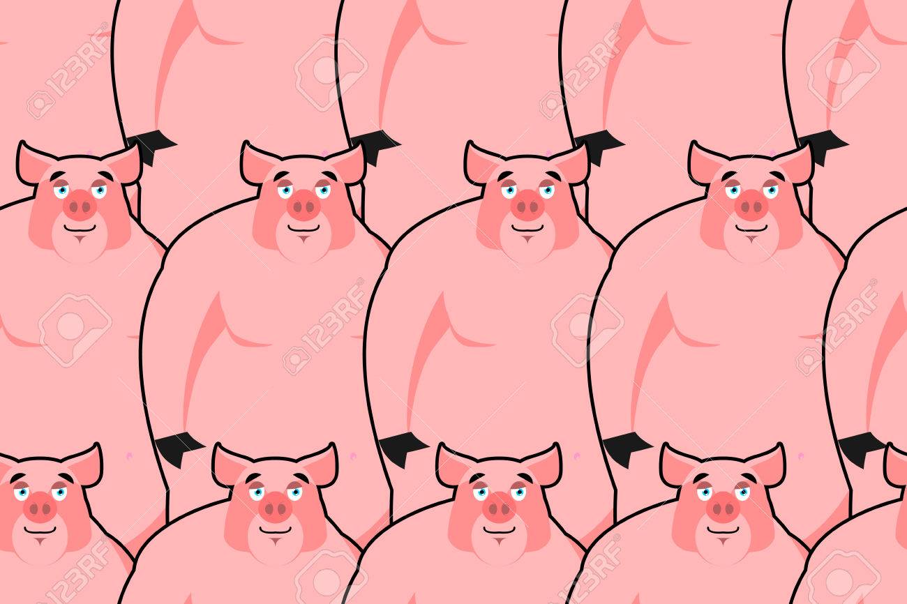 豚のシームレスなパターン ピグレットの背景 ファーム動物のテクスチャです 豚は飾り ピンクの豚 のイラスト素材 ベクタ Image