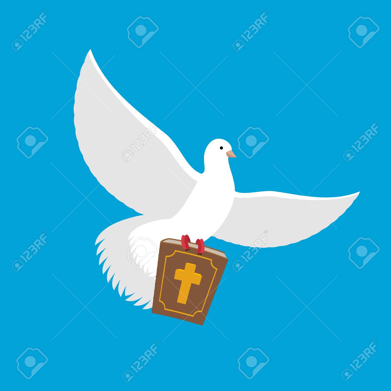 白い鳩と聖書 鳩との神聖な本 宗教図 のイラスト素材 ベクタ Image 71440419