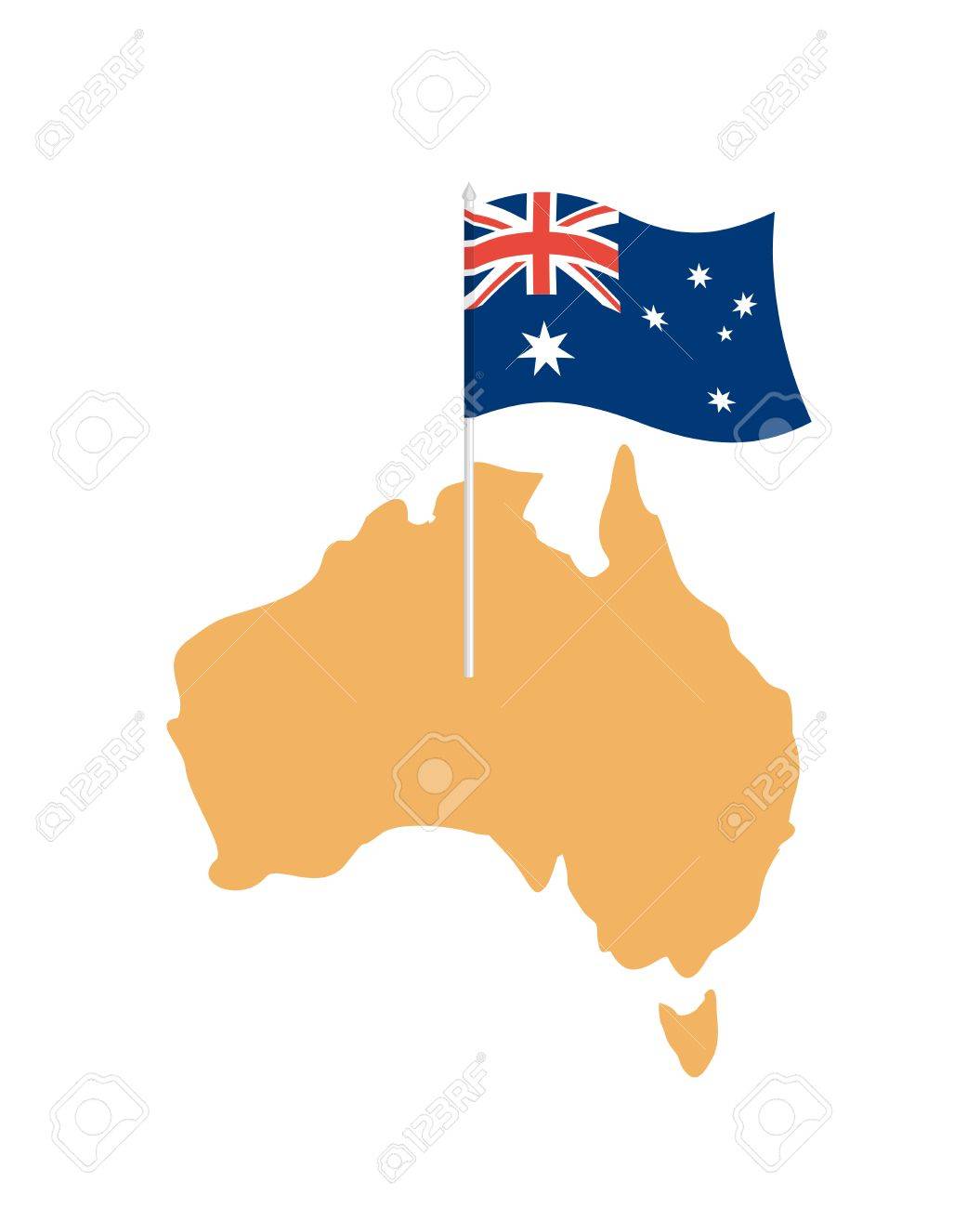 australia map and flag australian resource and land area state patriotic sign stock vector