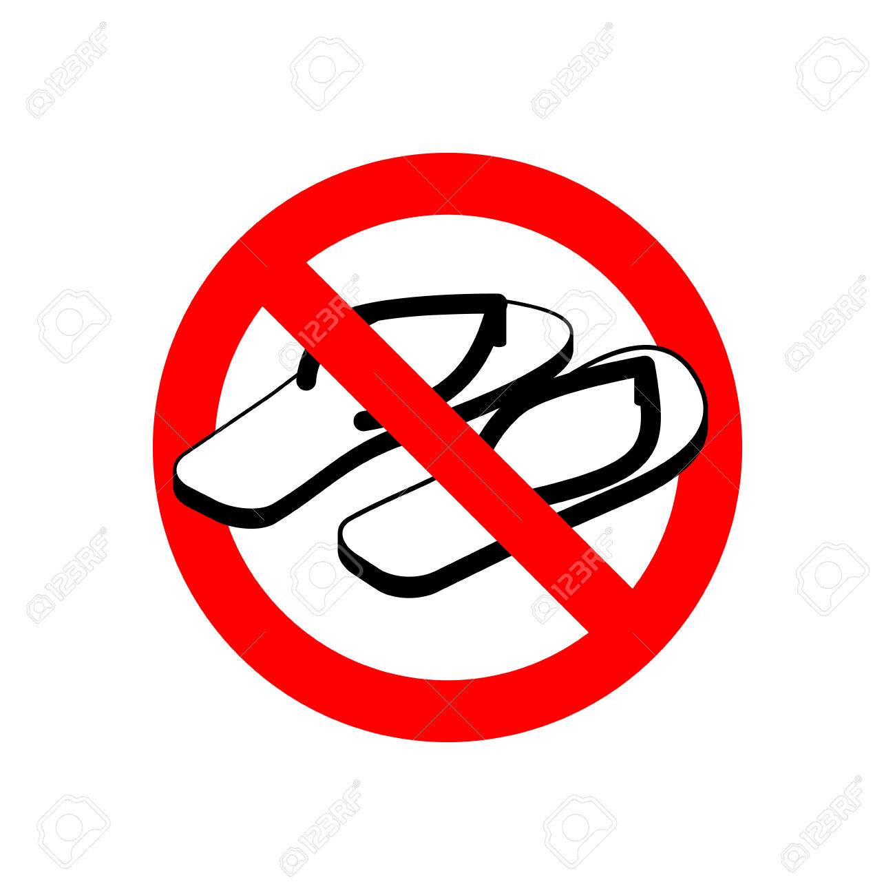Arretez Les Pantoufles Ban Chaussures D Ete Signe Routier Rouge Interdit Clip Art Libres De Droits Vecteurs Et Illustration Image