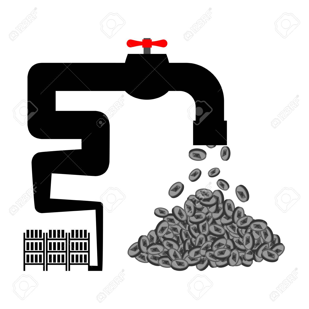 광업 농장 Etherium. 암호 해독 성 추출. 스탠드 GPU. 비트 코인 획득 기술. 데이터 센터. 벡터 일러스트 레이 션. 로열티  무료 사진, 그림, 이미지 그리고 스톡포토그래피. Image 86954417