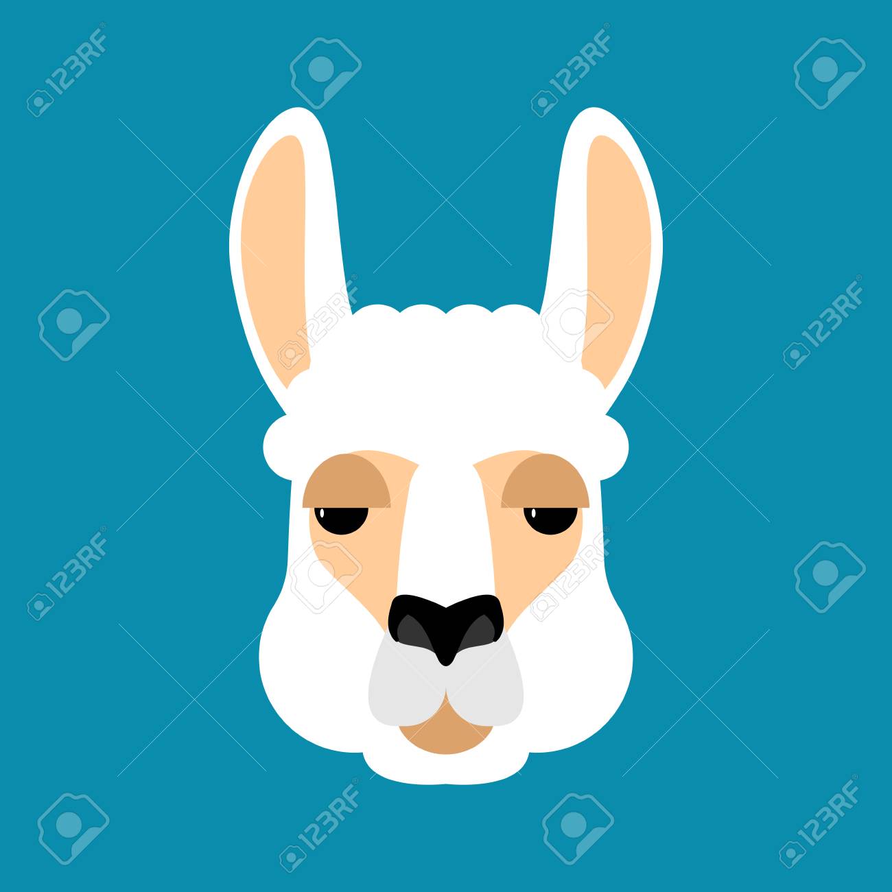 ラマ アルパカの顔青い背景 ベクトル図でのアバター のイラスト素材 ベクタ Image