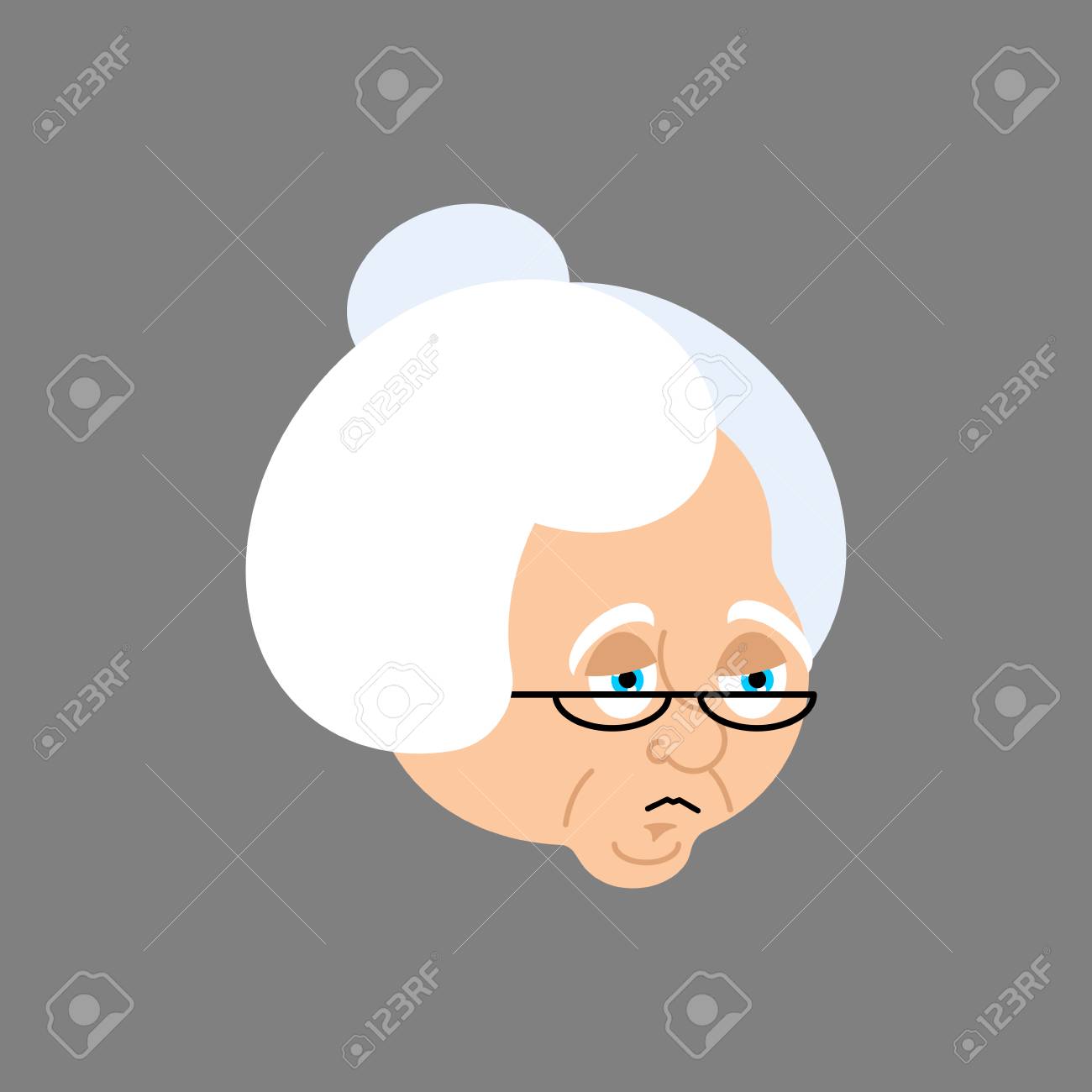 祖母悲しい絵文字 顔おばあちゃん悲しい ベクトルイラスト のイラスト素材 ベクタ Image